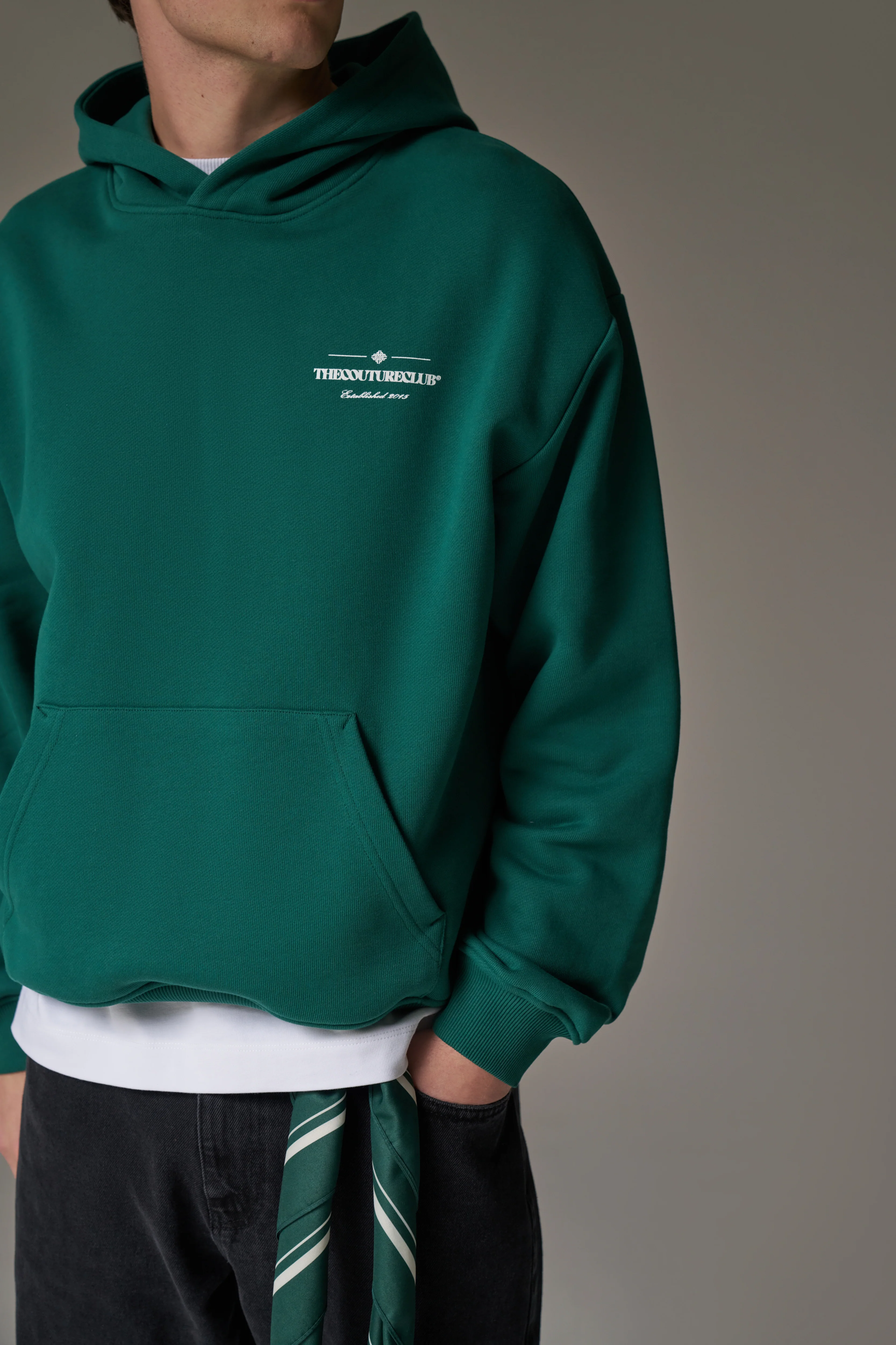 MIXED FONT GRAPHIC HOODIE - GREEN