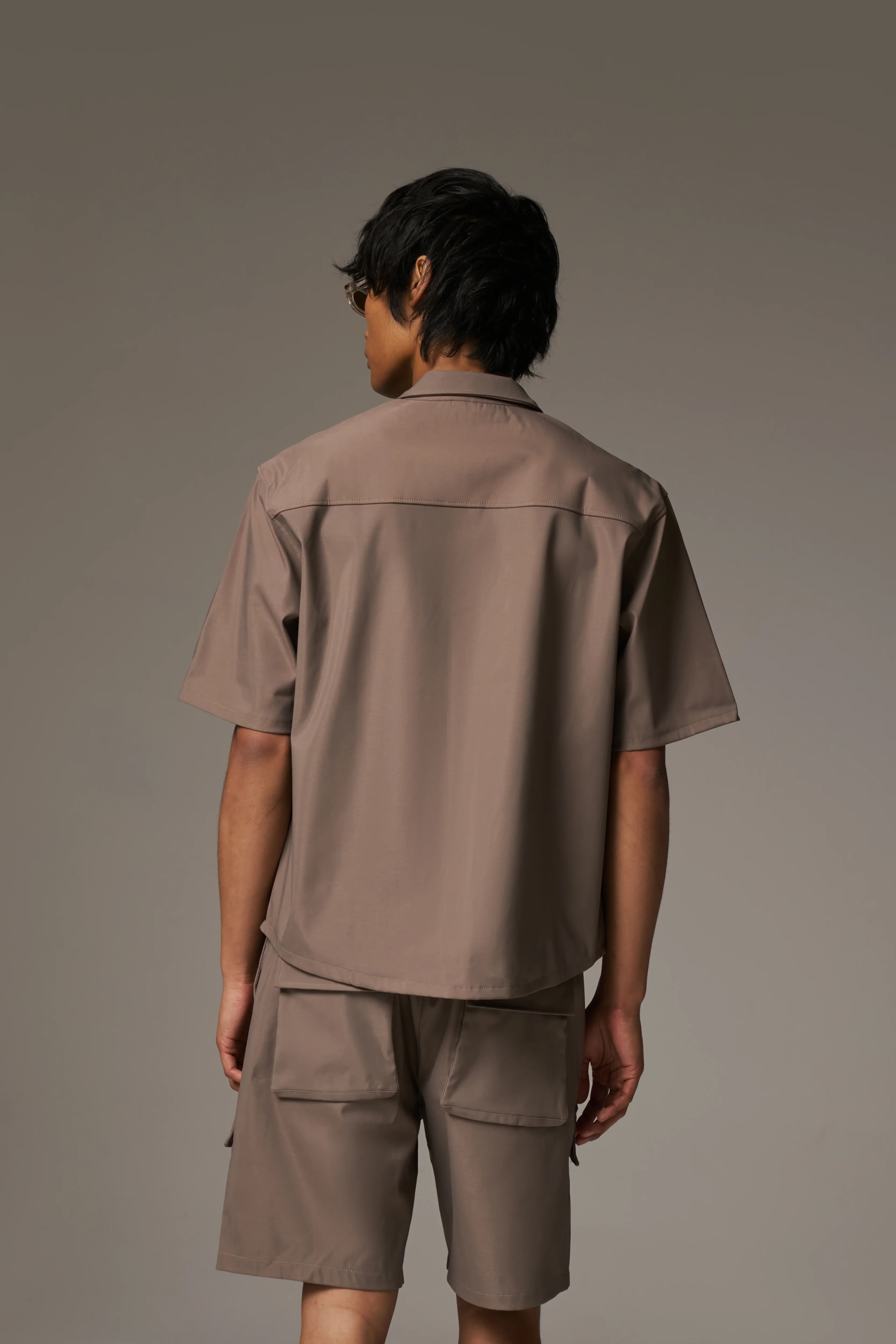 TECHNICAL HEAVYWEIGHT ZIP OVERSHIRT - COFFEE
