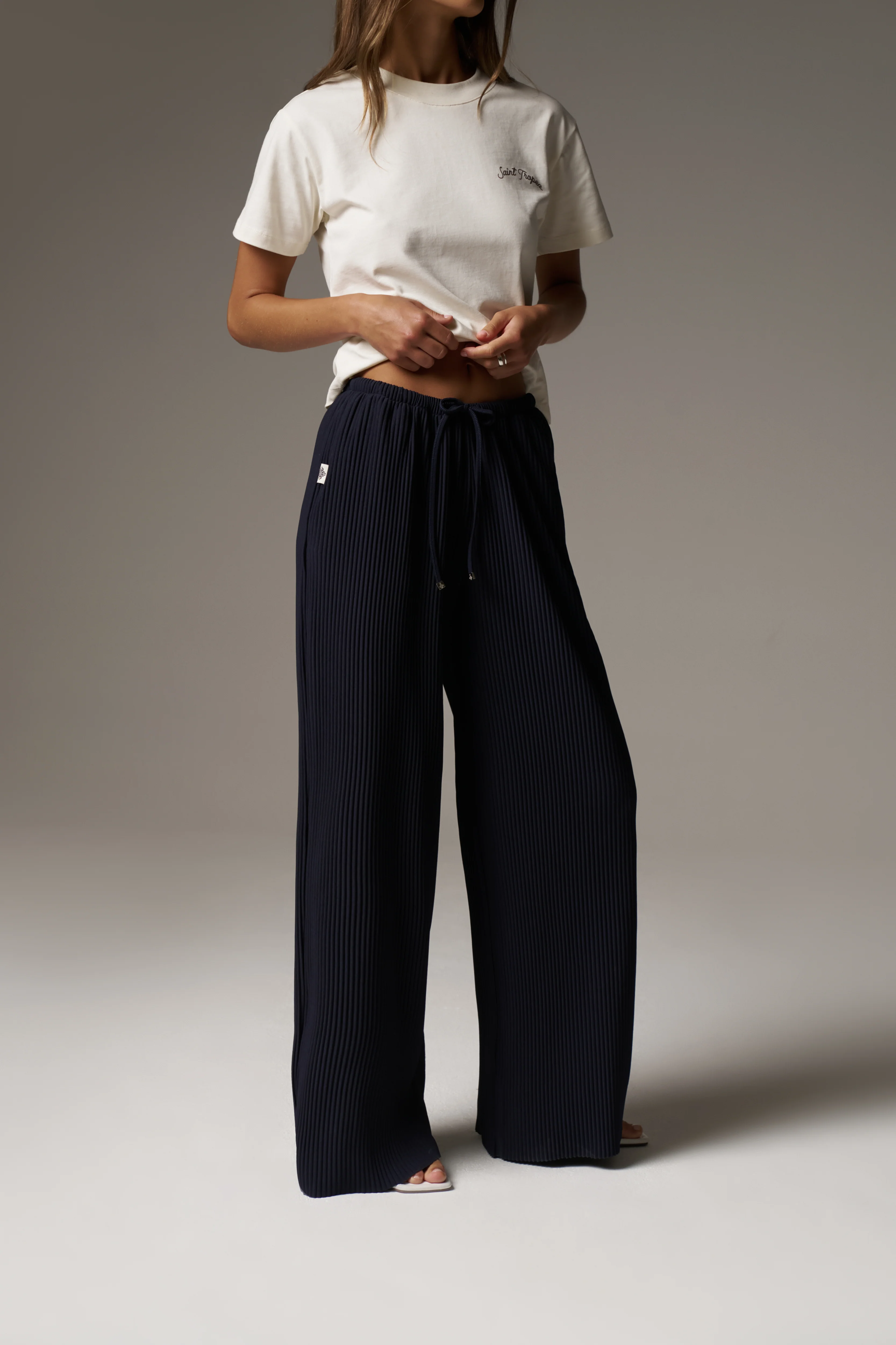 PLISSE TROUSERS - NAVY