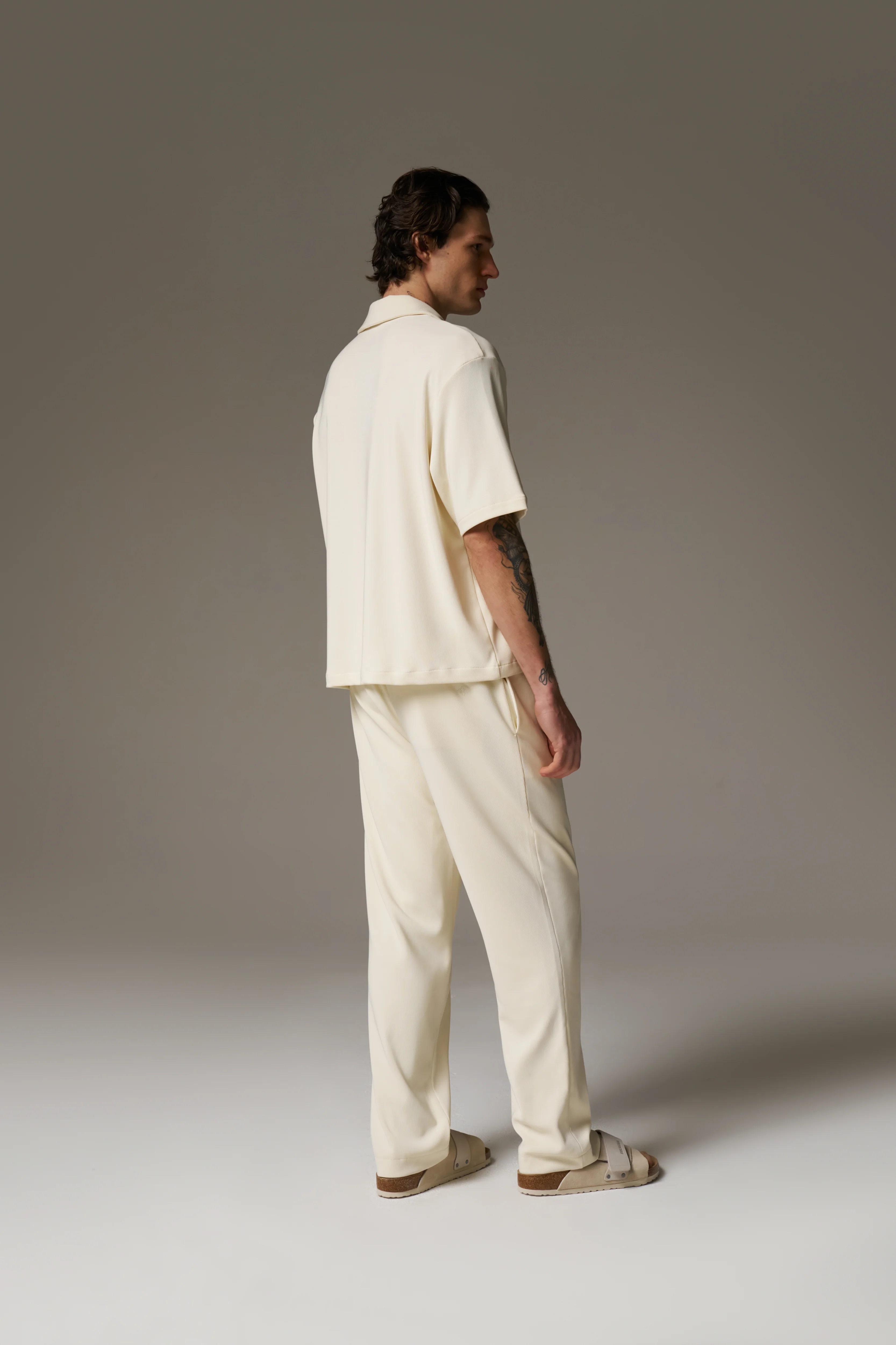 RIBBED TROUSERS - OFF WHITE