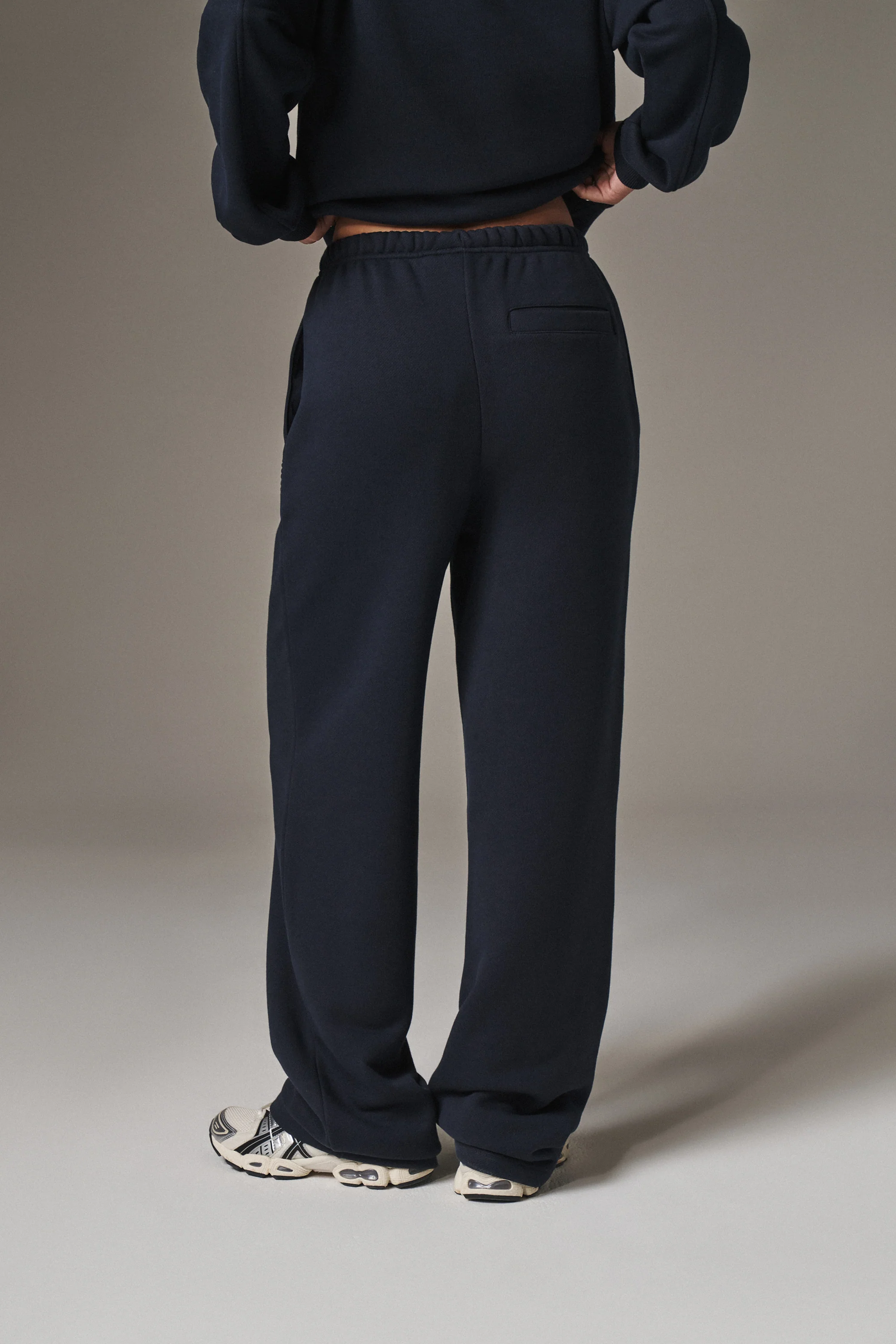 EMBOSSED STRAIGHT LEG JOGGERS - NAVY