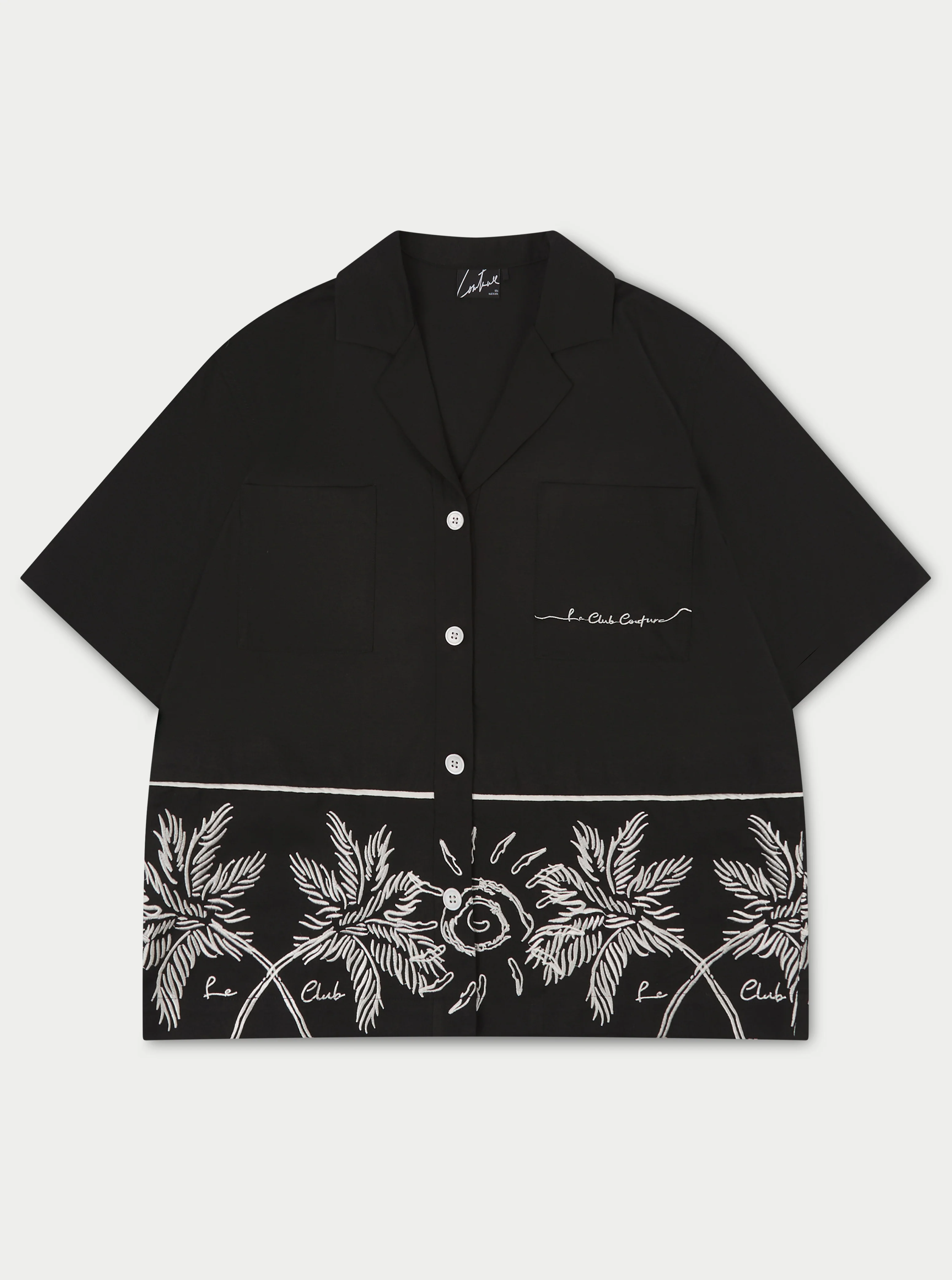 PALM EMBROIDERY SHIRT - BLACK