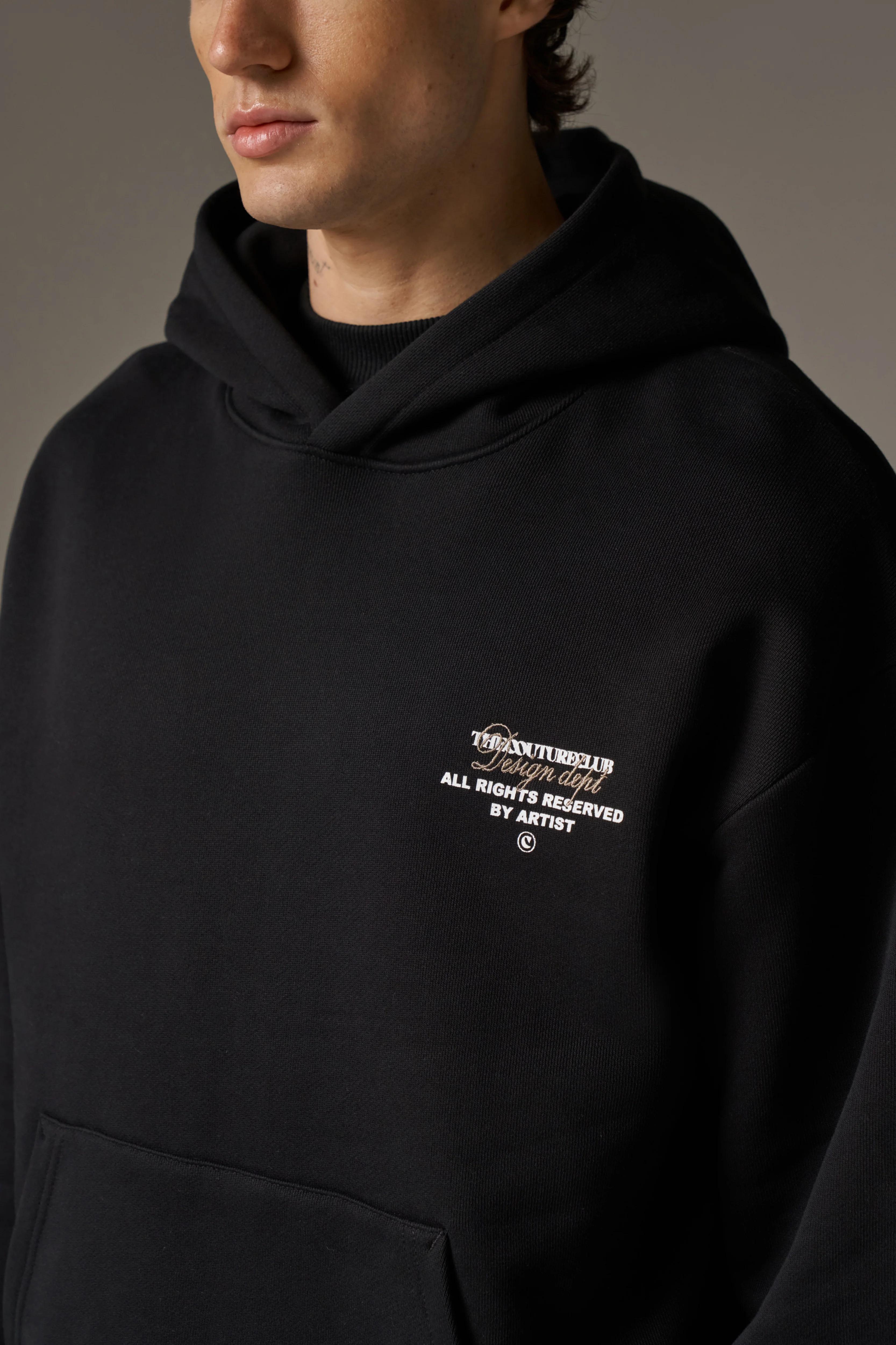 DESIGN DEPARTMENT CHEST PRINT HOODIE - BLACK