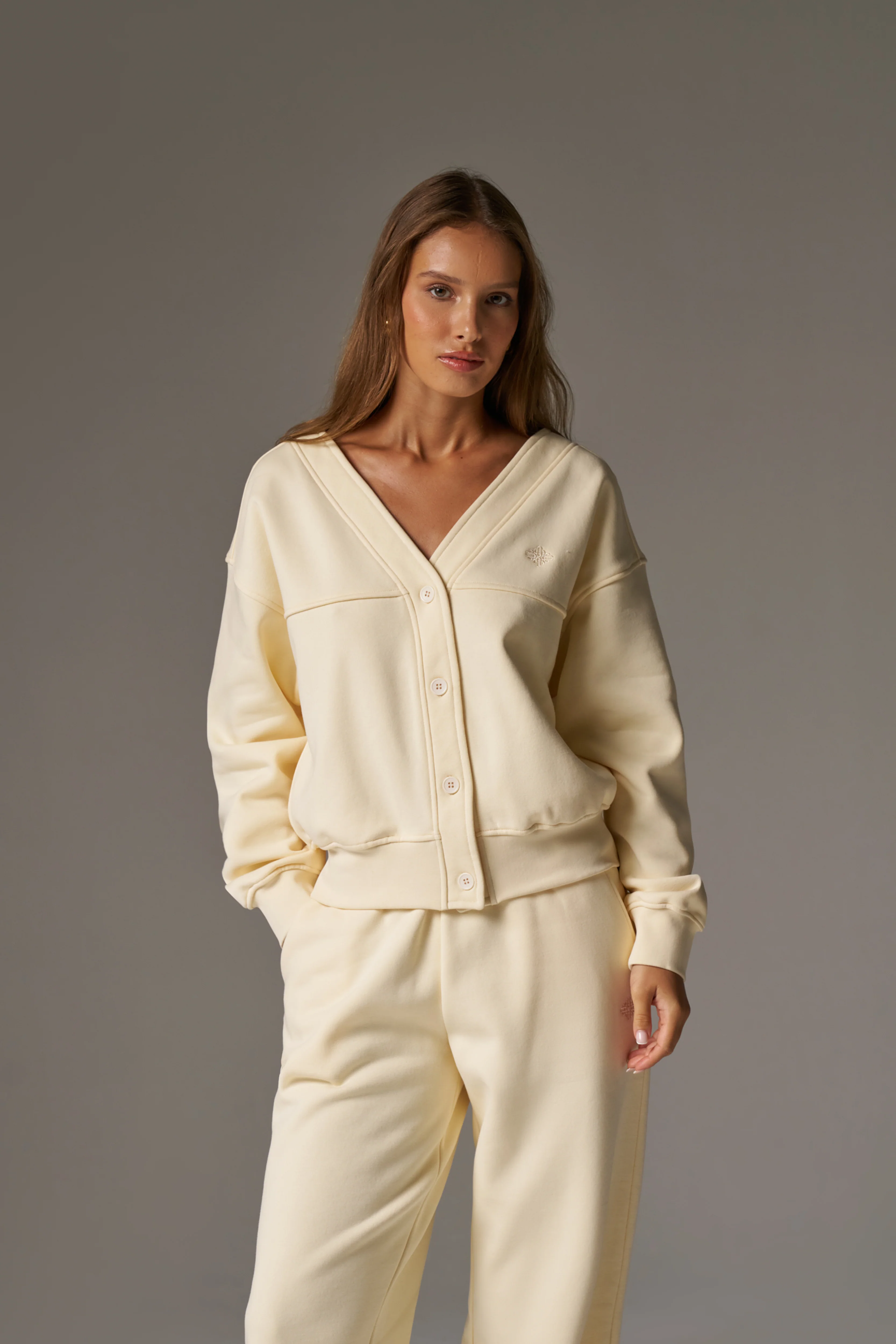 OVERSIZED JERSEY CARDIGAN - BUTTERMILK