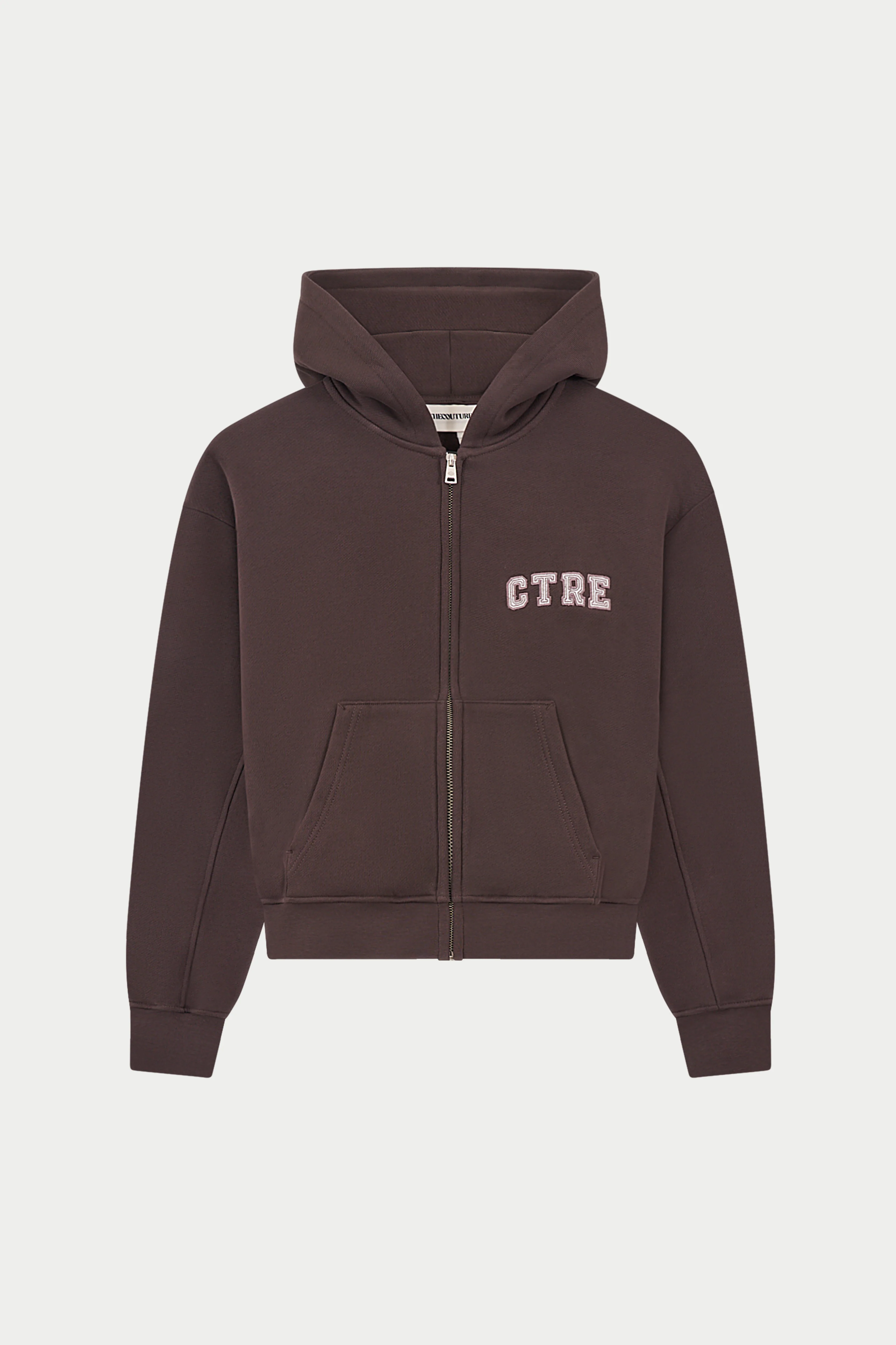 CTRE ZIP THROUGH RELAXED HOODIE - BROWN