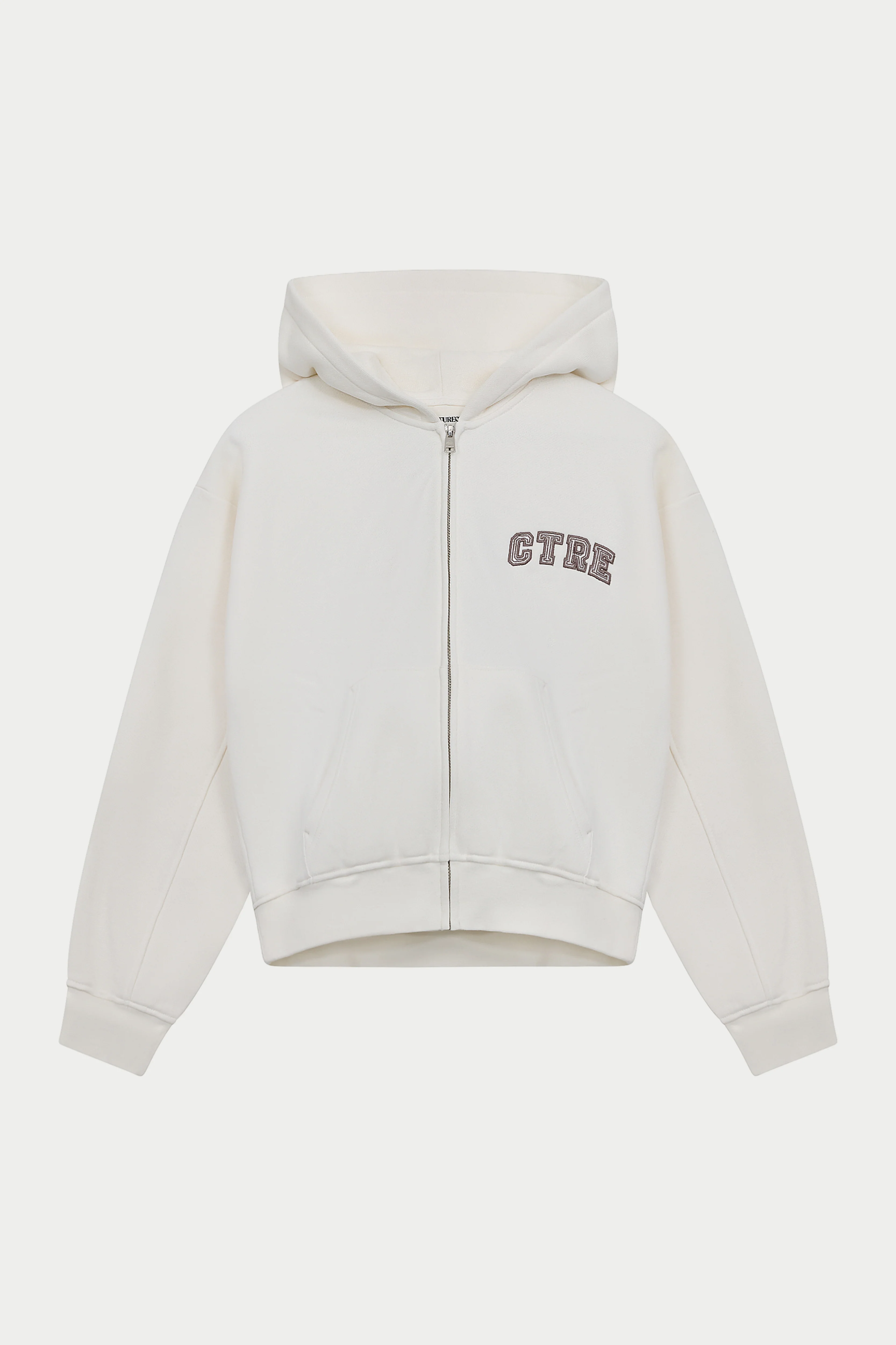 CTRE ZIP THROUGH RELAXED HOODIE - OFF WHITE