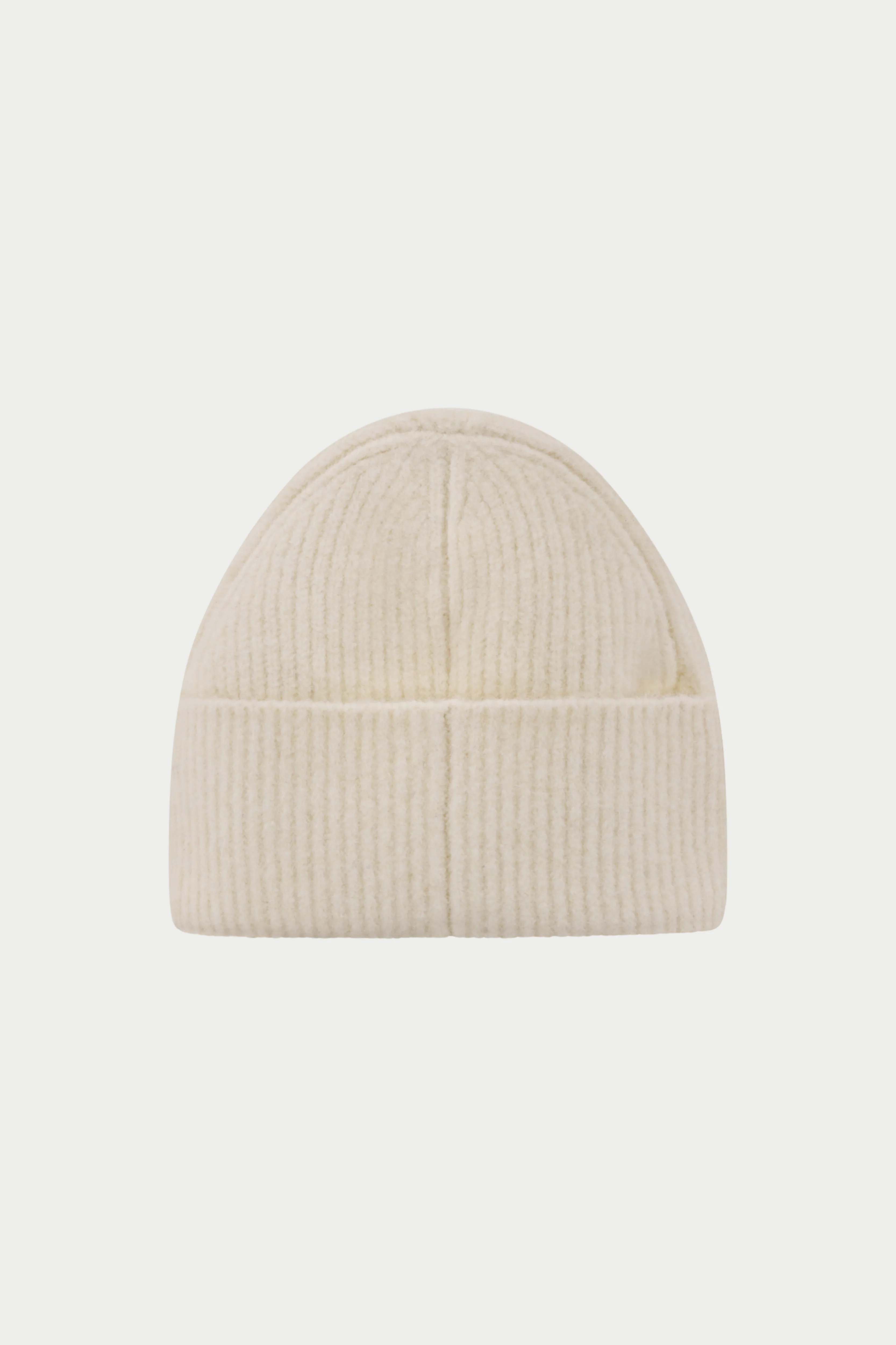 FLUFFY KNIT MONOGRAM PIN BADGE BEANIE - OFF WHITE