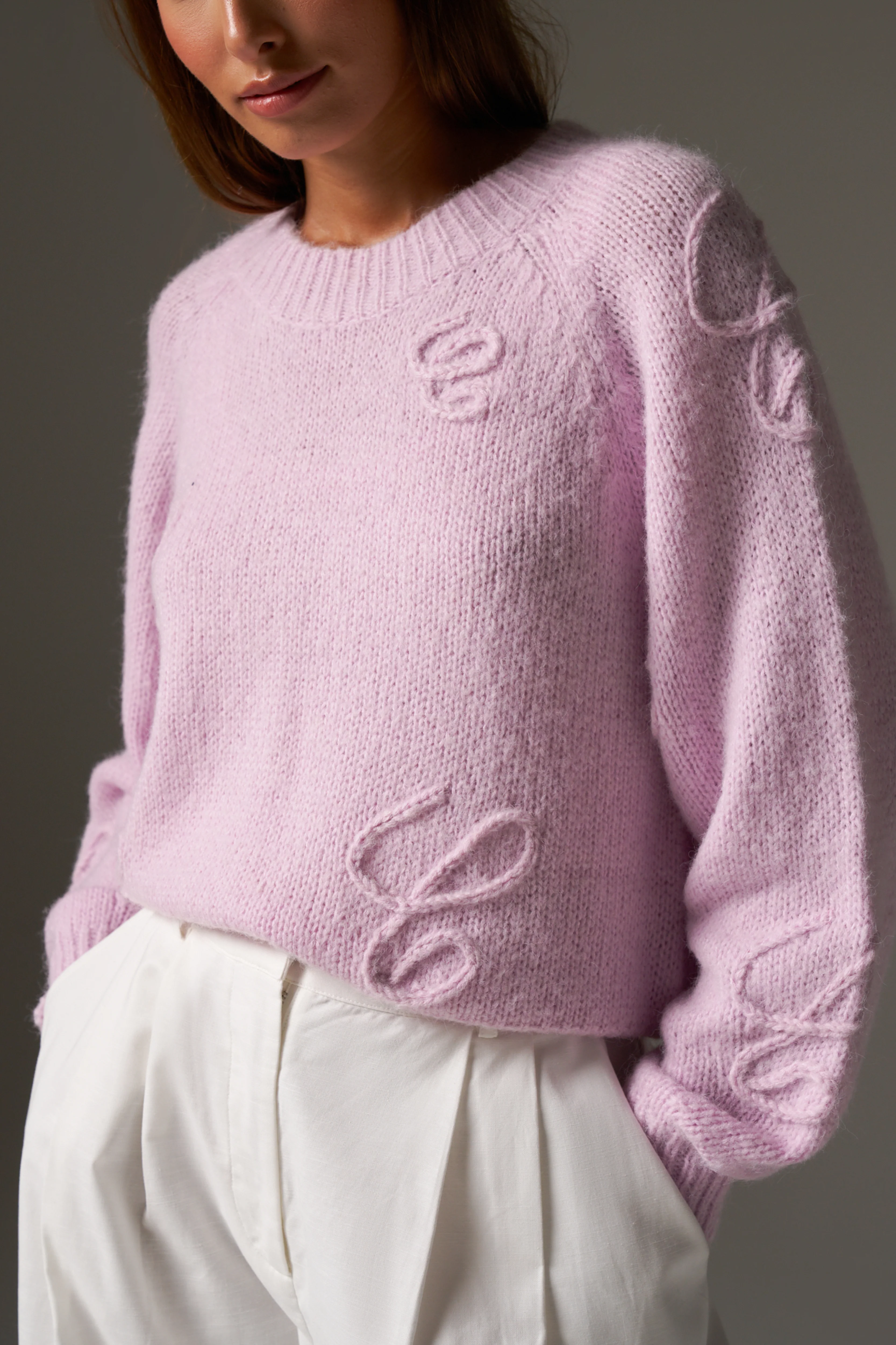 SCRIPT APPLIQUE OVERSIZED JUMPER - PINK