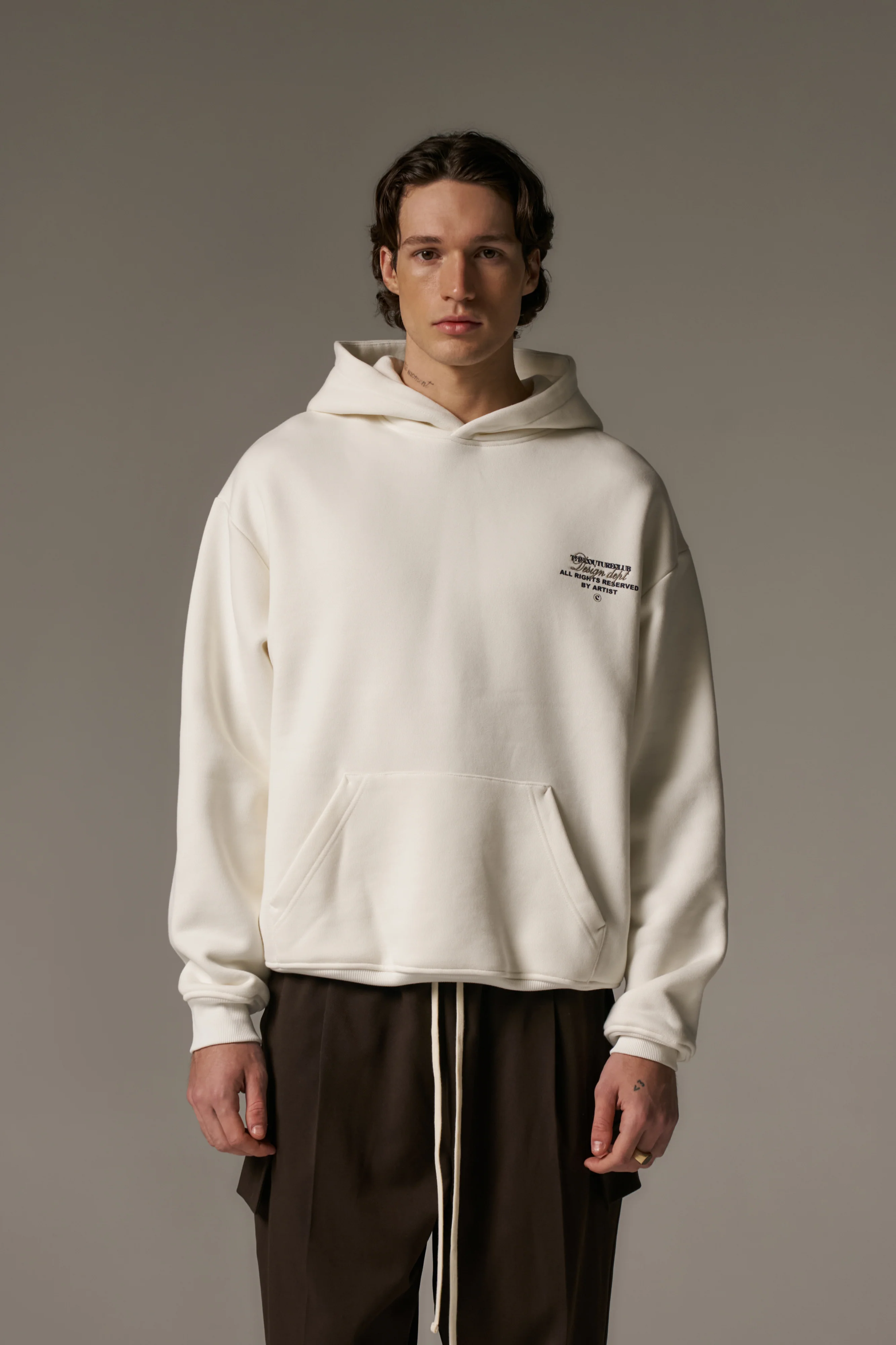 DESIGN DEPARTMENT CHEST PRINT HOODIE - OFF WHITE
