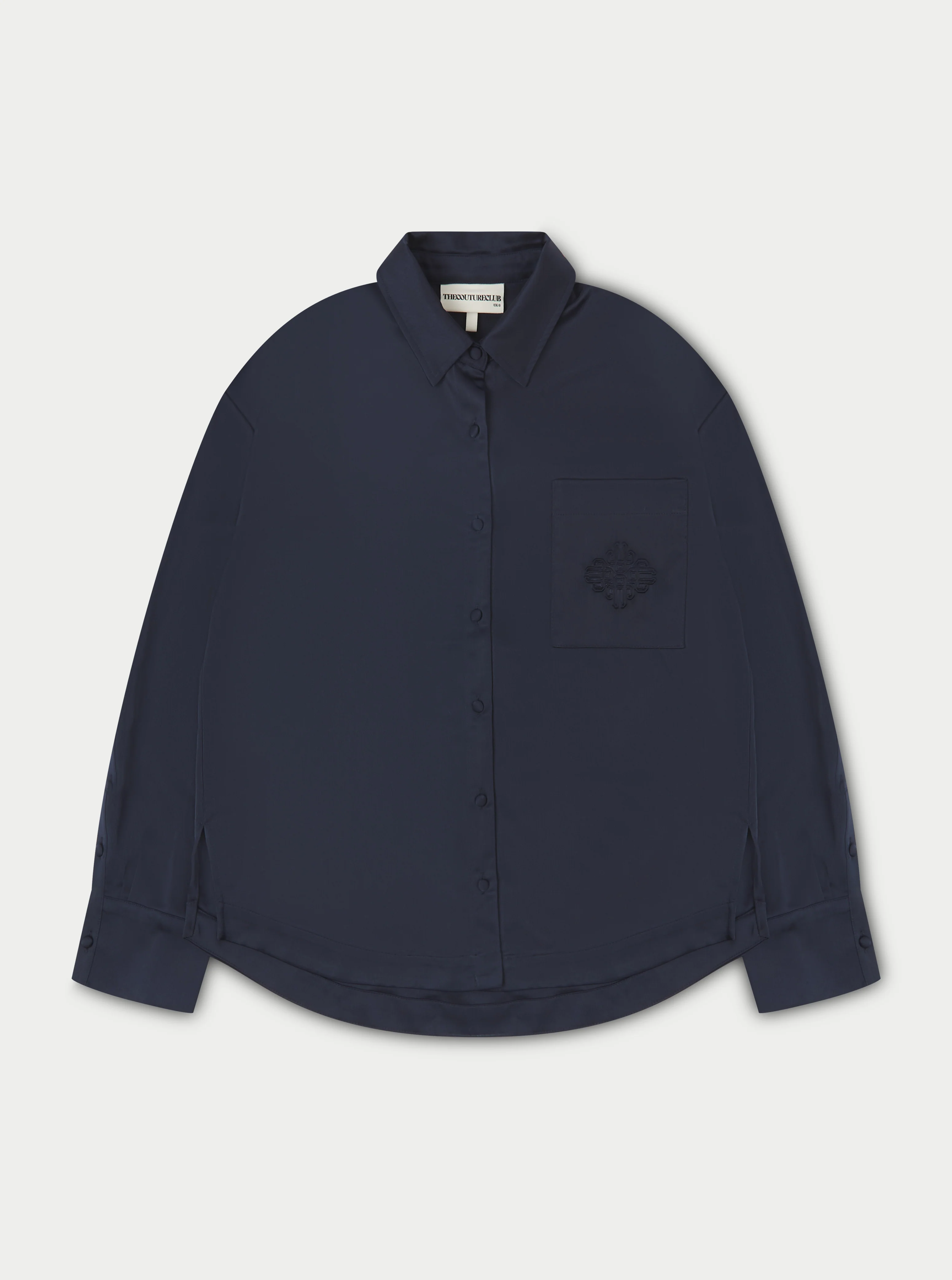 SATIN EMBLEM SHIRT - NAVY