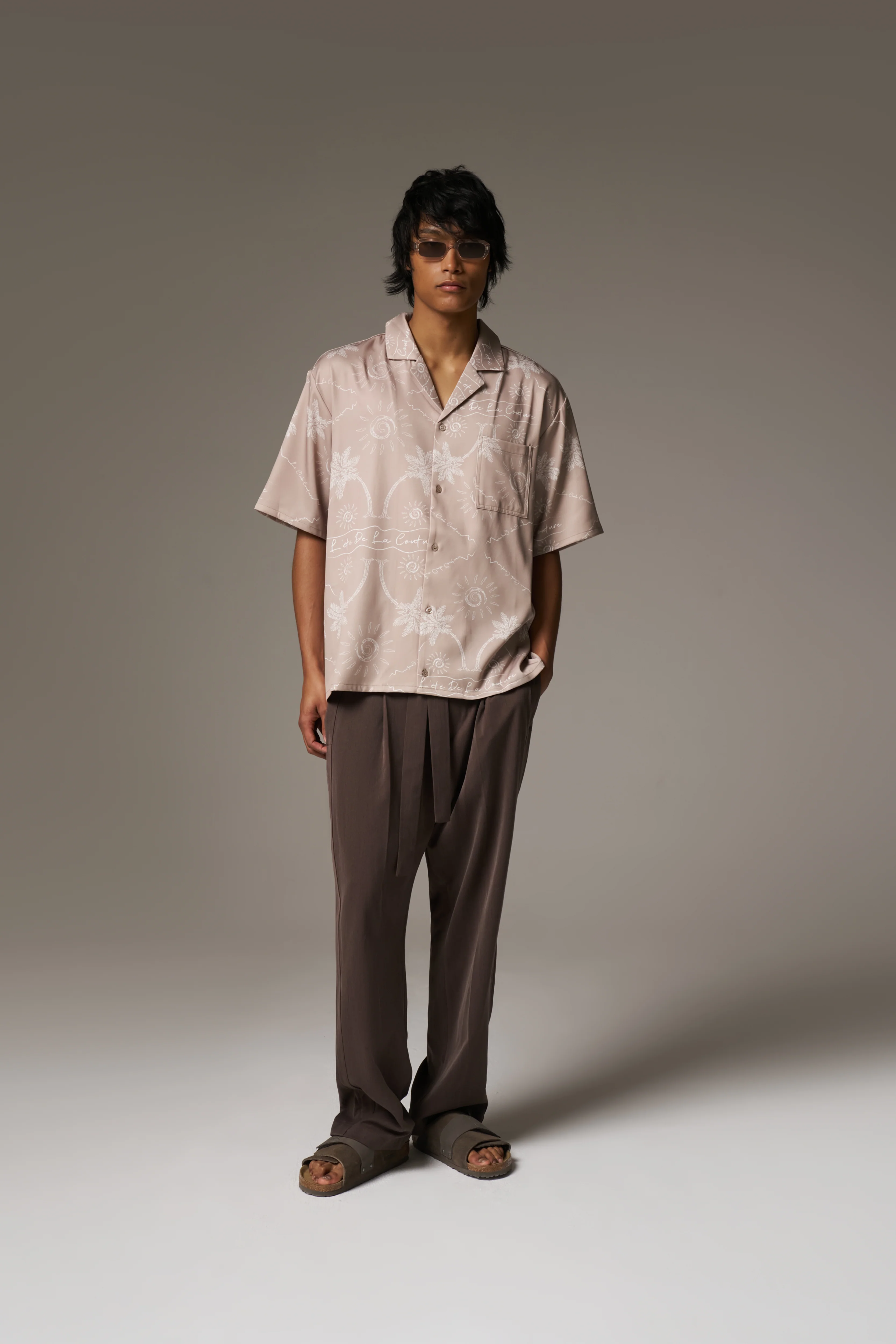 PALM PRINT SHIRT - BEIGE