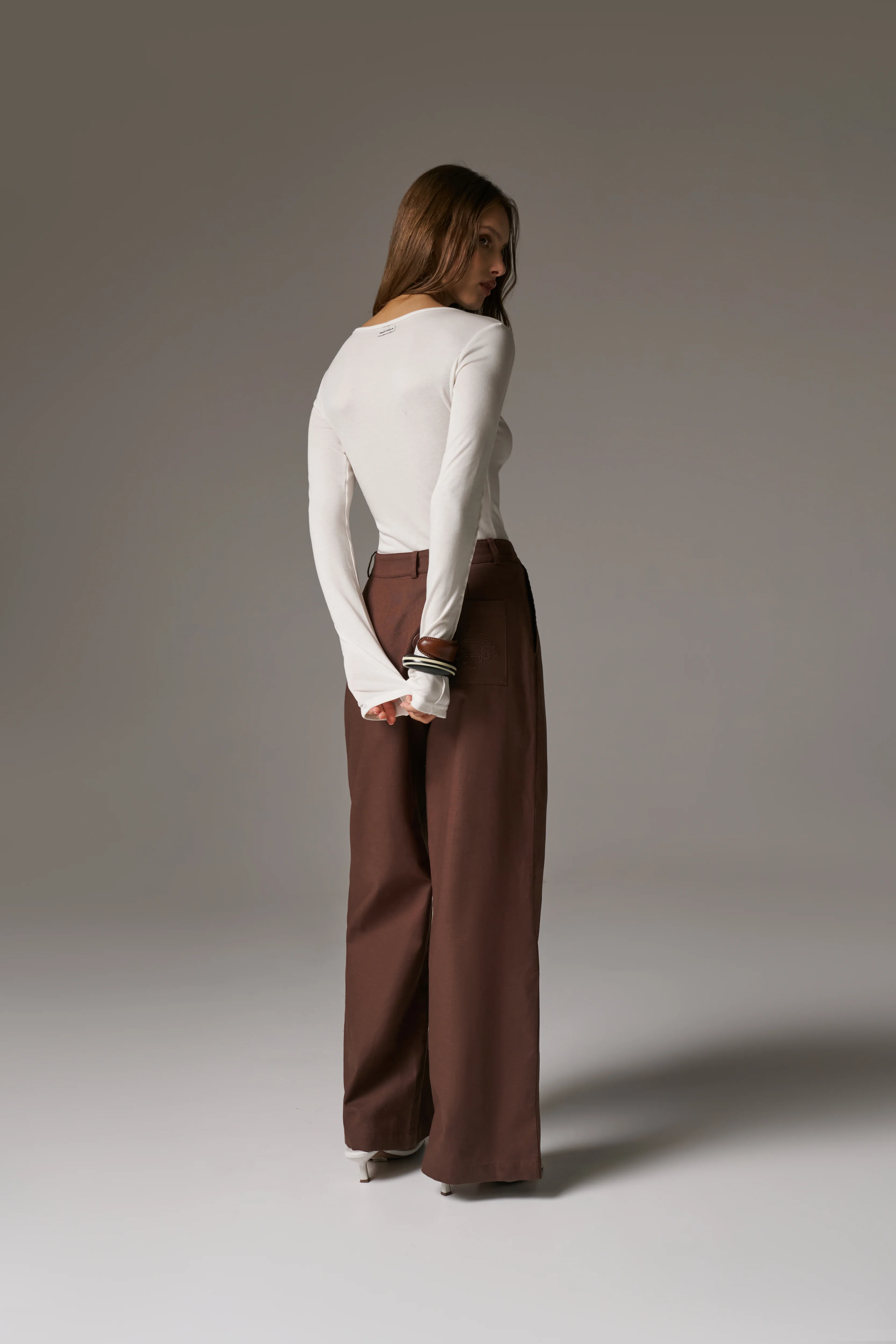 LONG SLEEVE SLUB TOP - WHITE