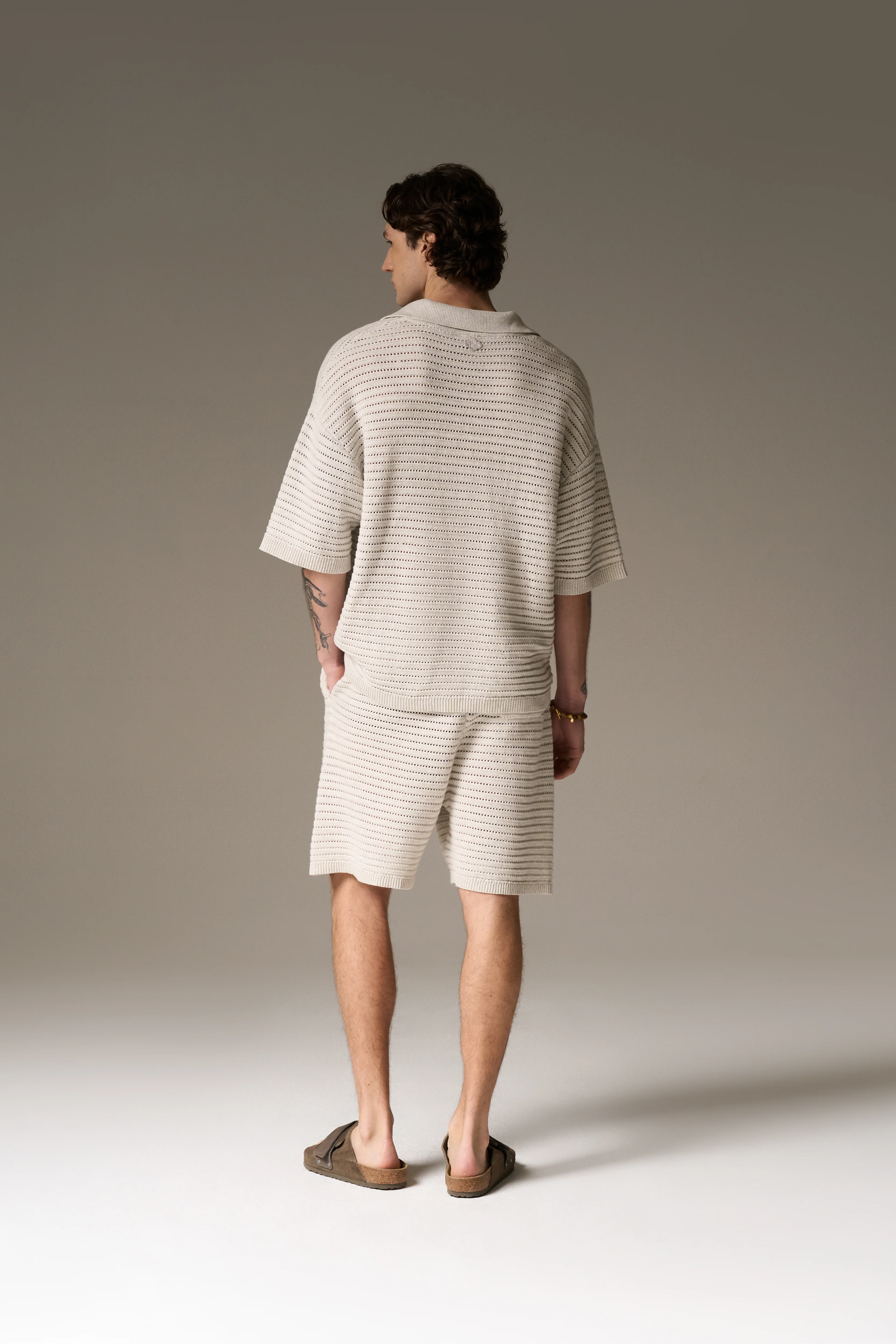 KNITTED POLO SHIRT - LIGHT GREY