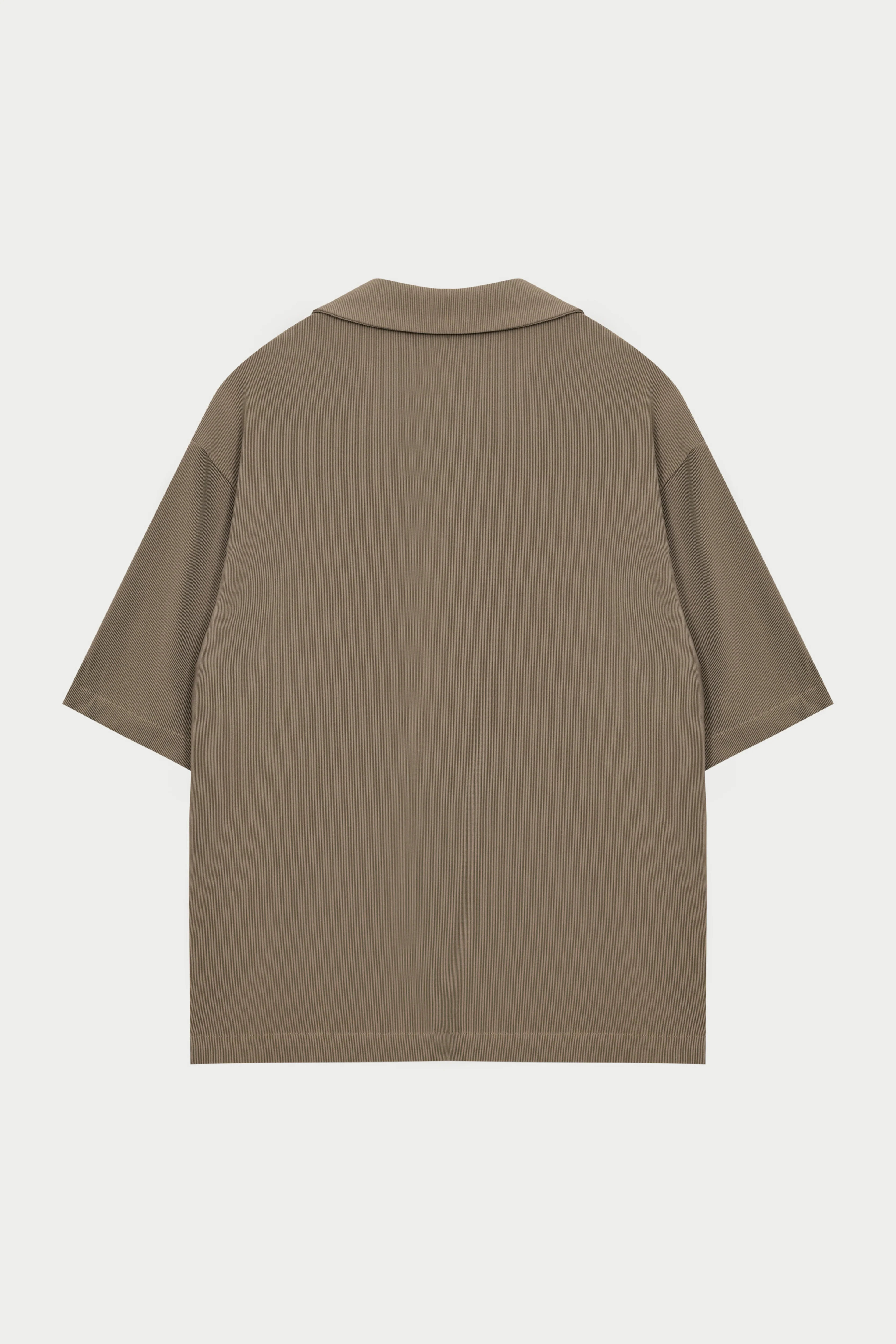 RIB BUTTON THROUGH SHIRT - MINK