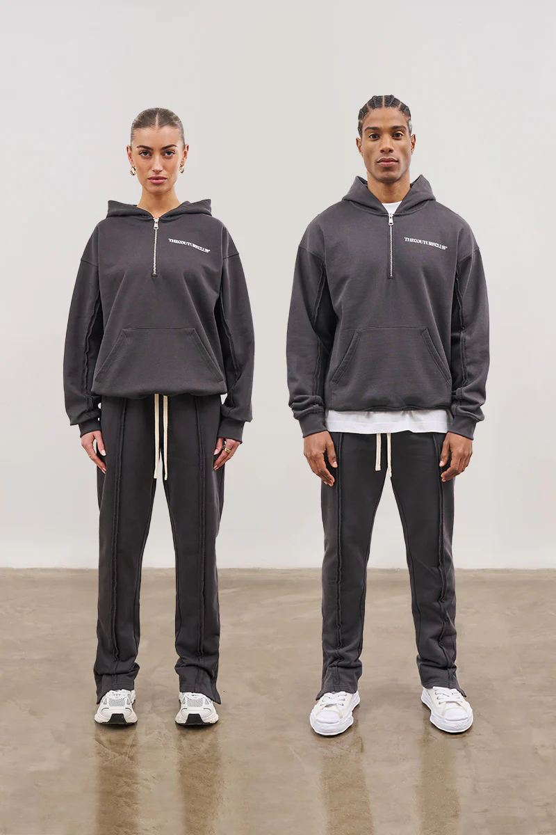 RAW SEAM STRAIGHT LEG JOGGERS - CHARCOAL