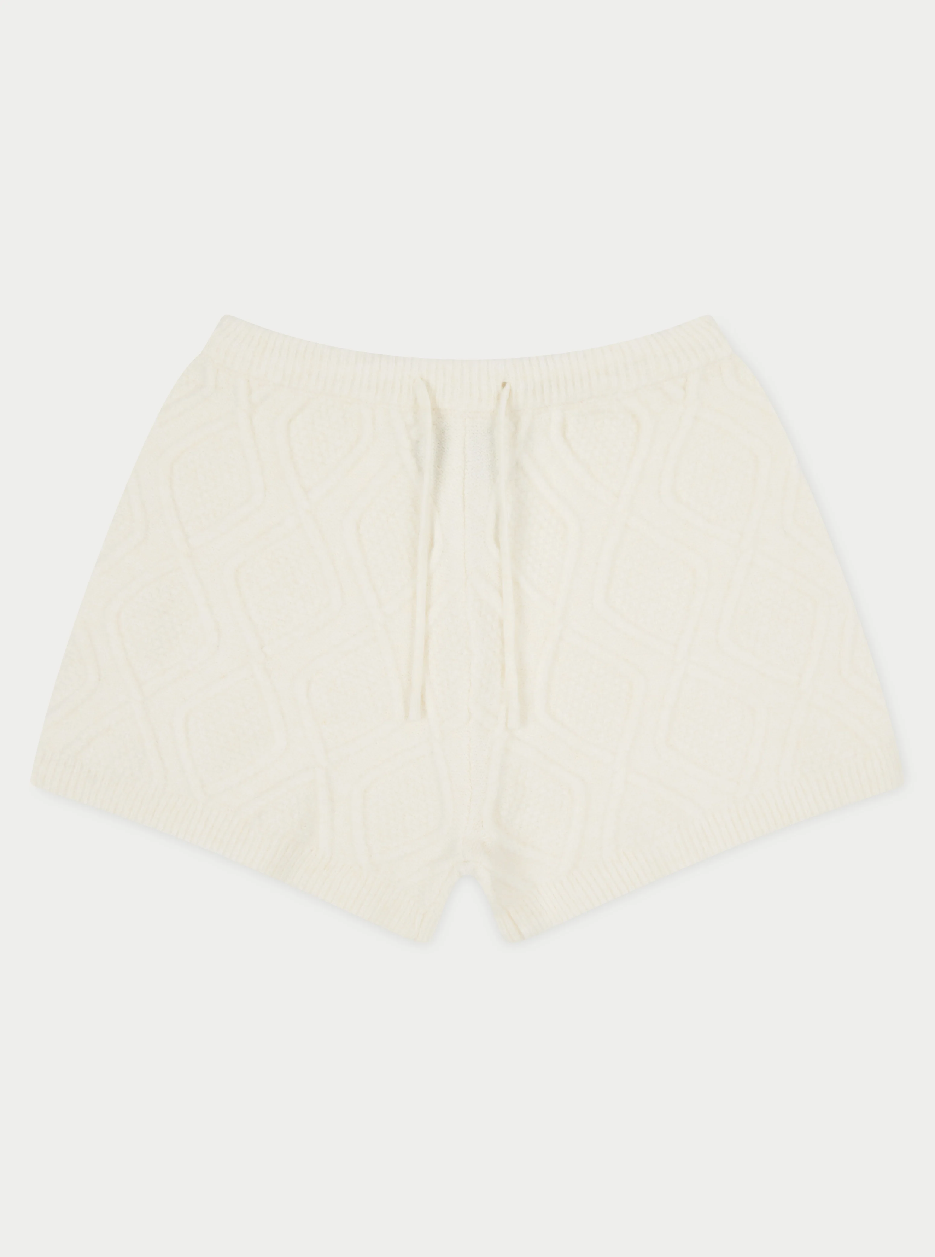 CABLE KNITTED SHORTS - OFF WHITE