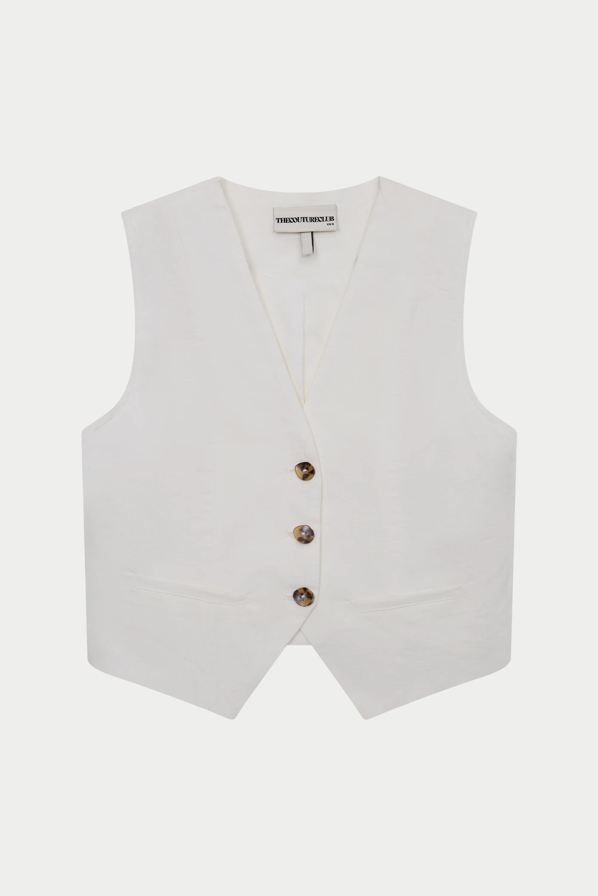 LINEN BLEND WAISTCOAT - WHITE