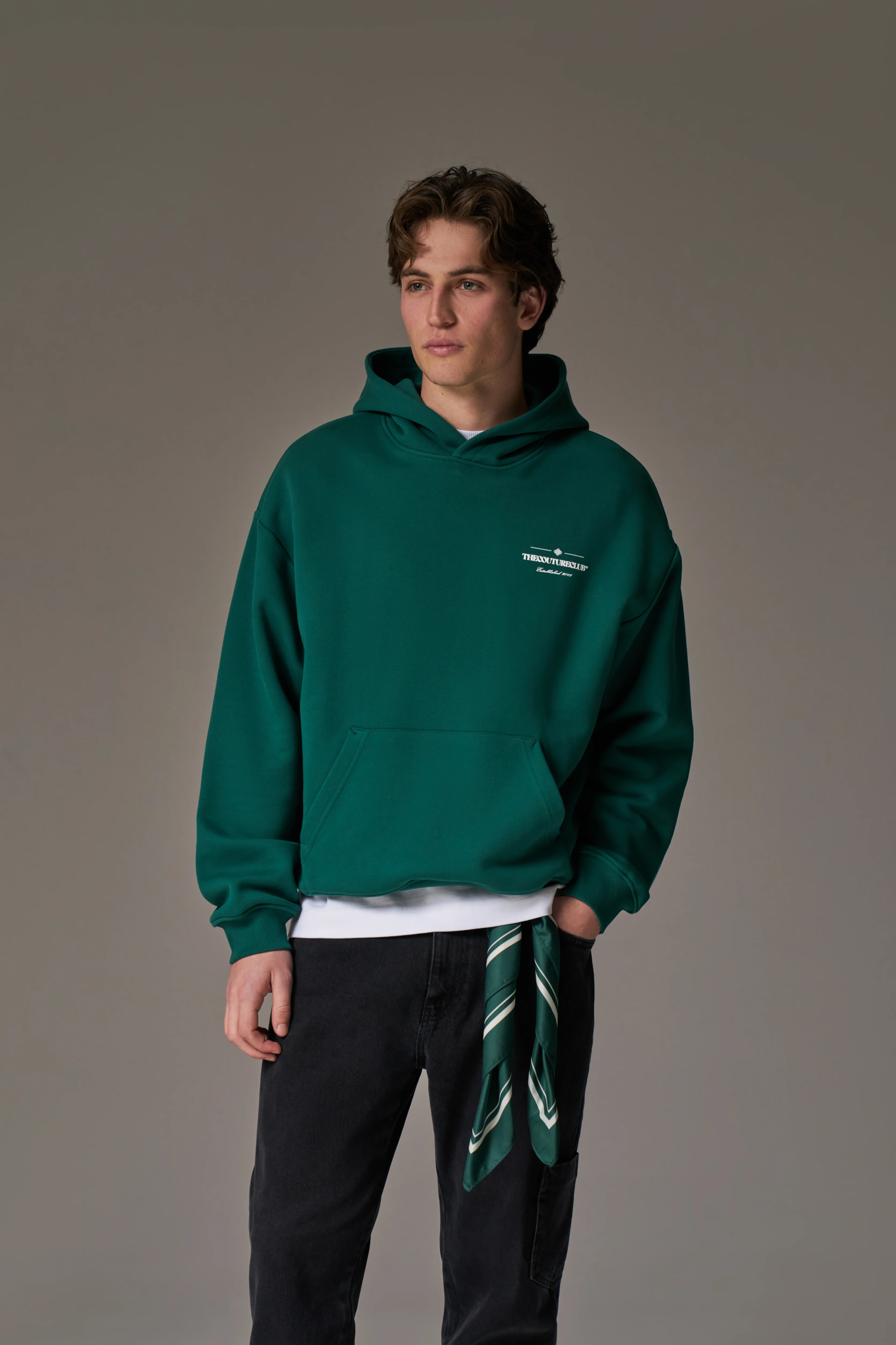 MIXED FONT GRAPHIC HOODIE - GREEN