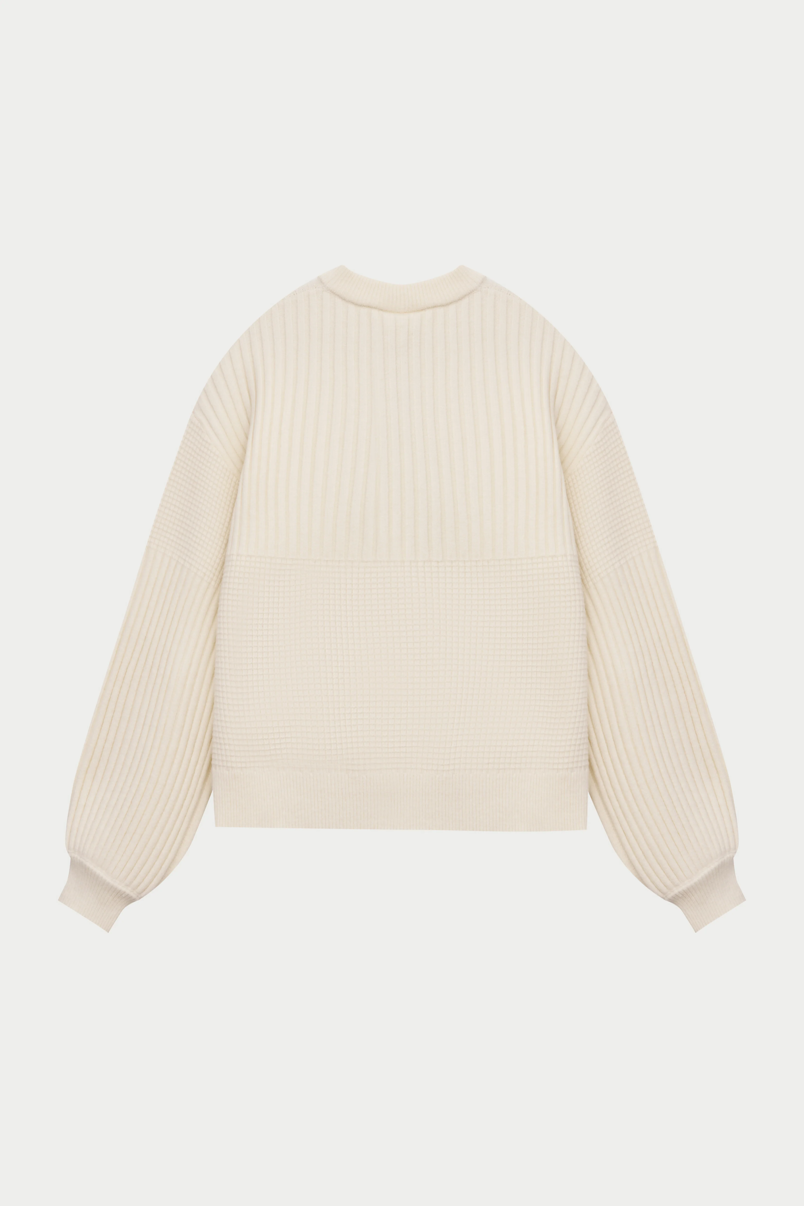 CONTRAST KNIT OVERSIZED CREW - ECRU