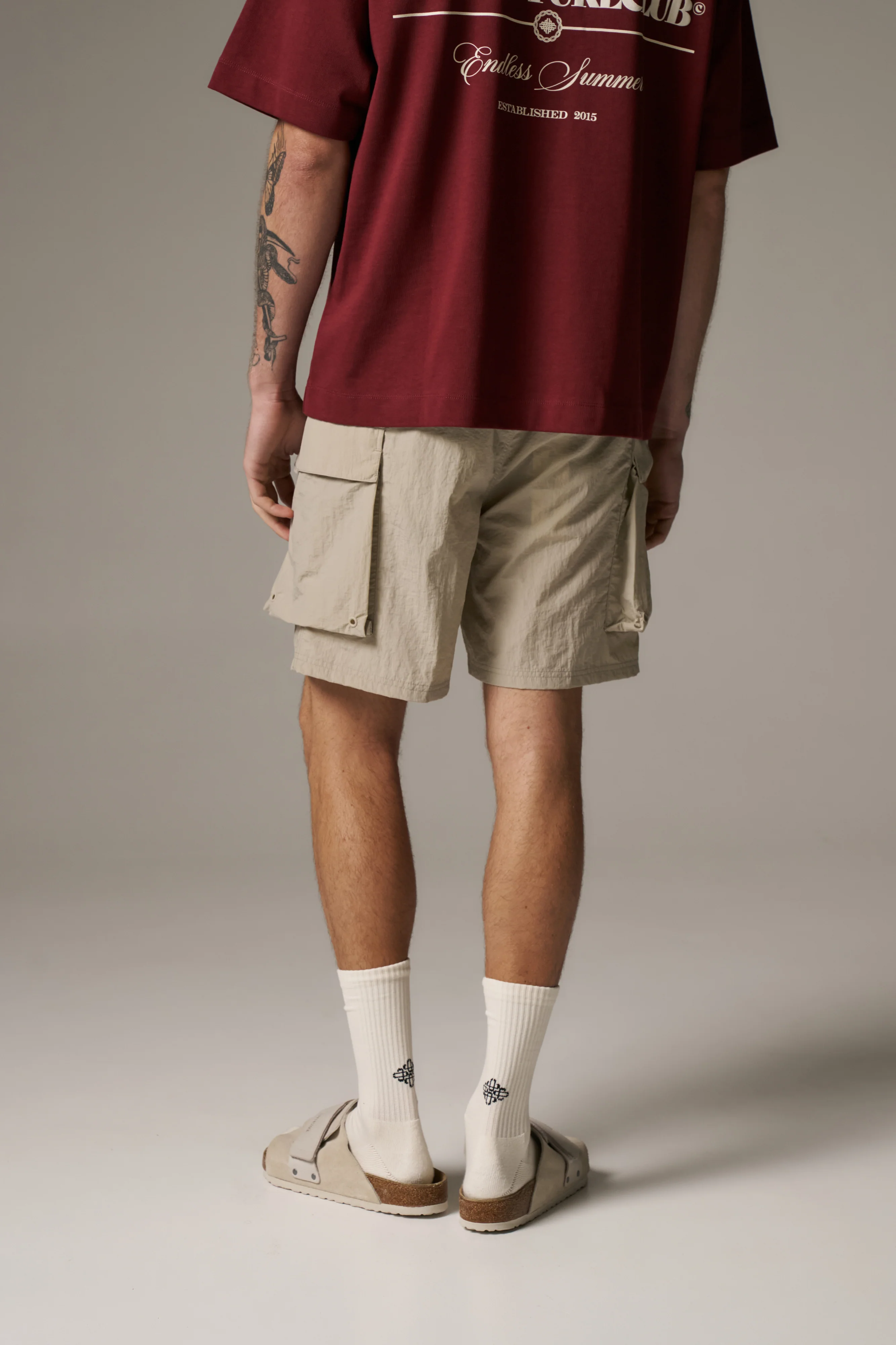 CARGO POCKET SWIM SHORTS - BEIGE