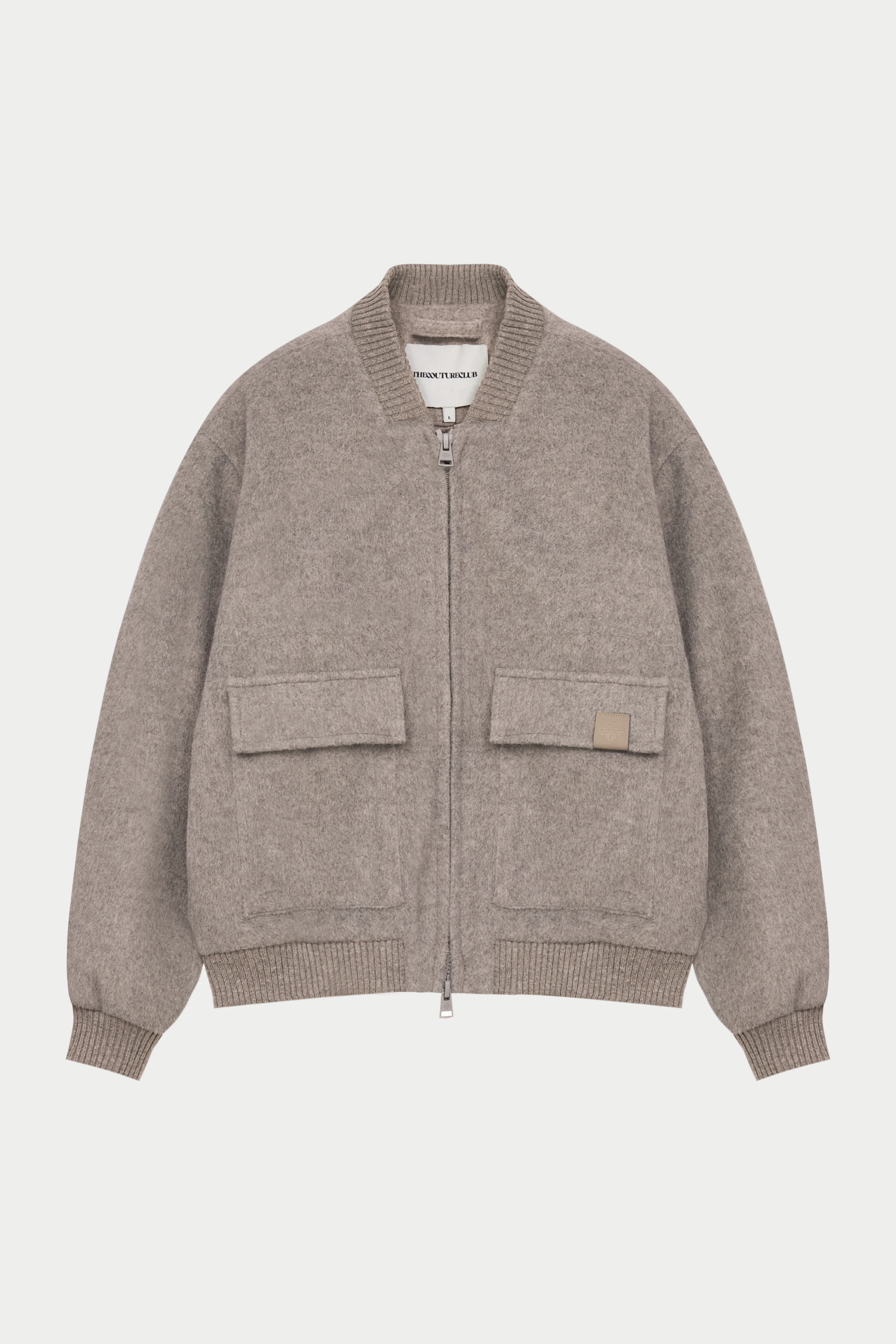 WOOL BLEND BOMBER JACKET - BEIGE