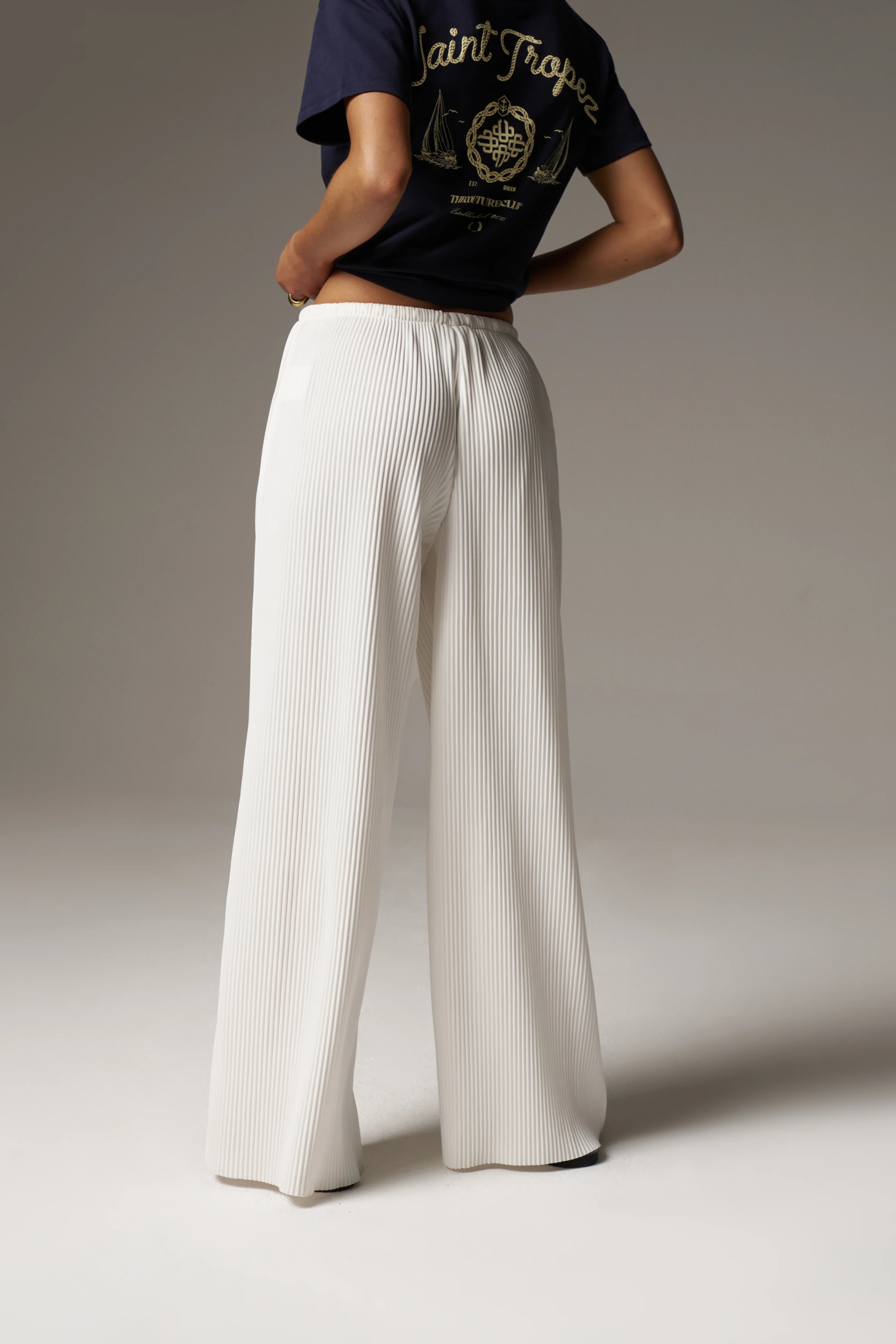 PLISSE TROUSERS - CREAM