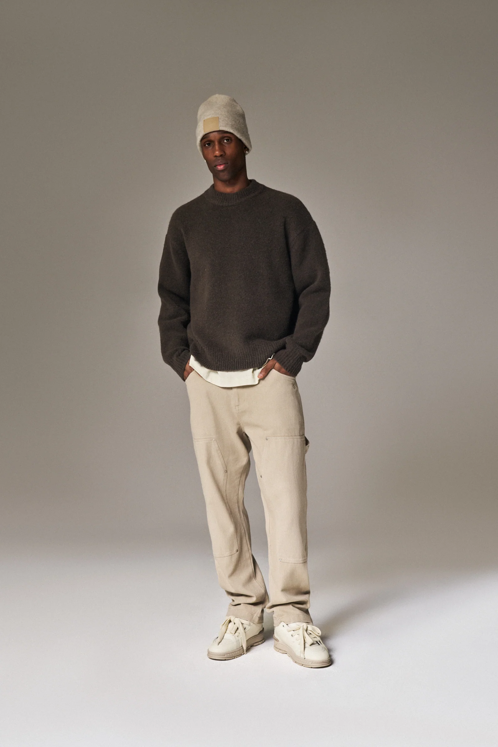 COPYRIGHT BRUSHED KNIT JUMPER - BROWN