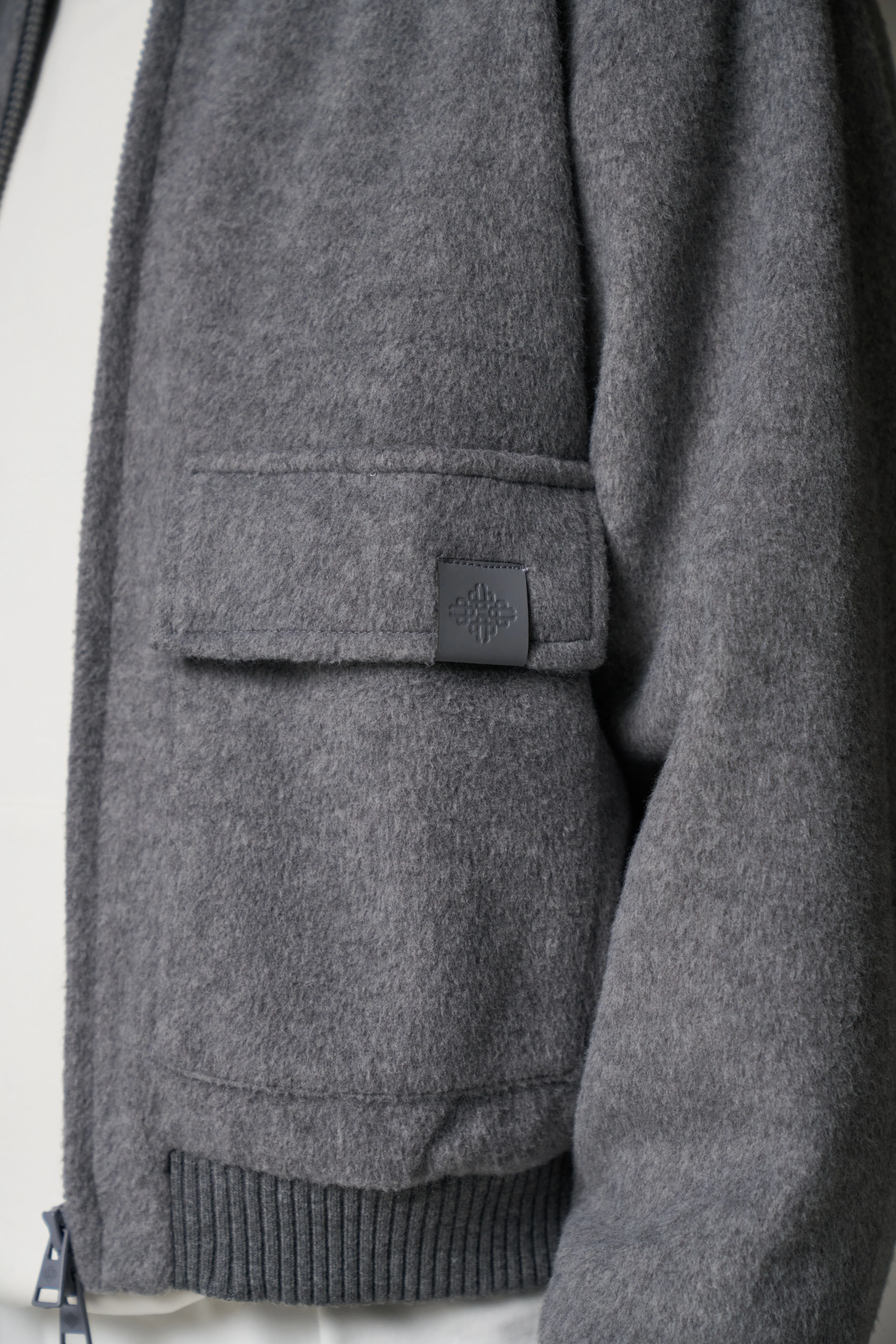 WOOL BLEND BOMBER JACKET - GREY MARL