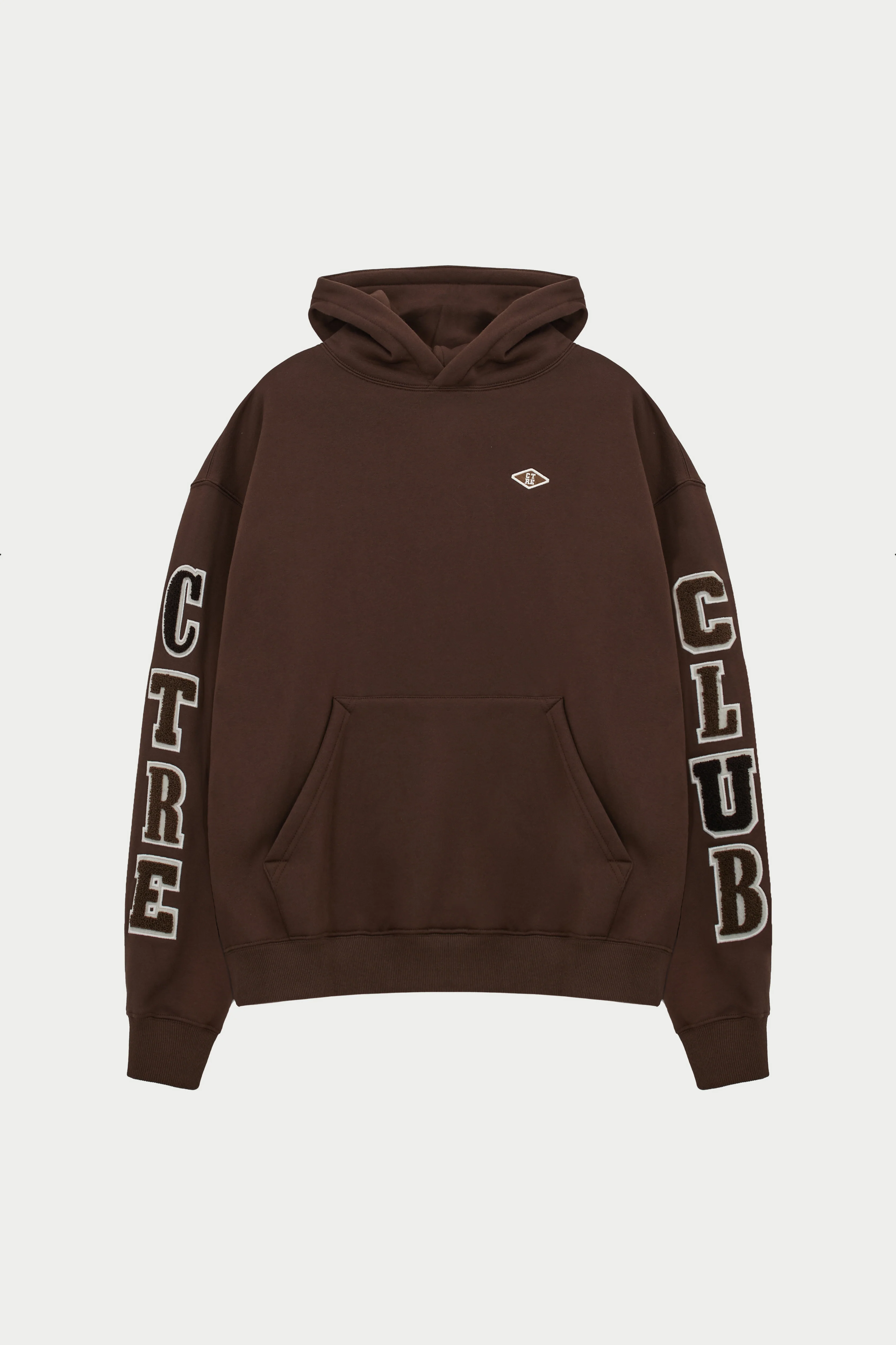 MULTIBADGE CHENILLE RELAXED HOODIE - BROWN