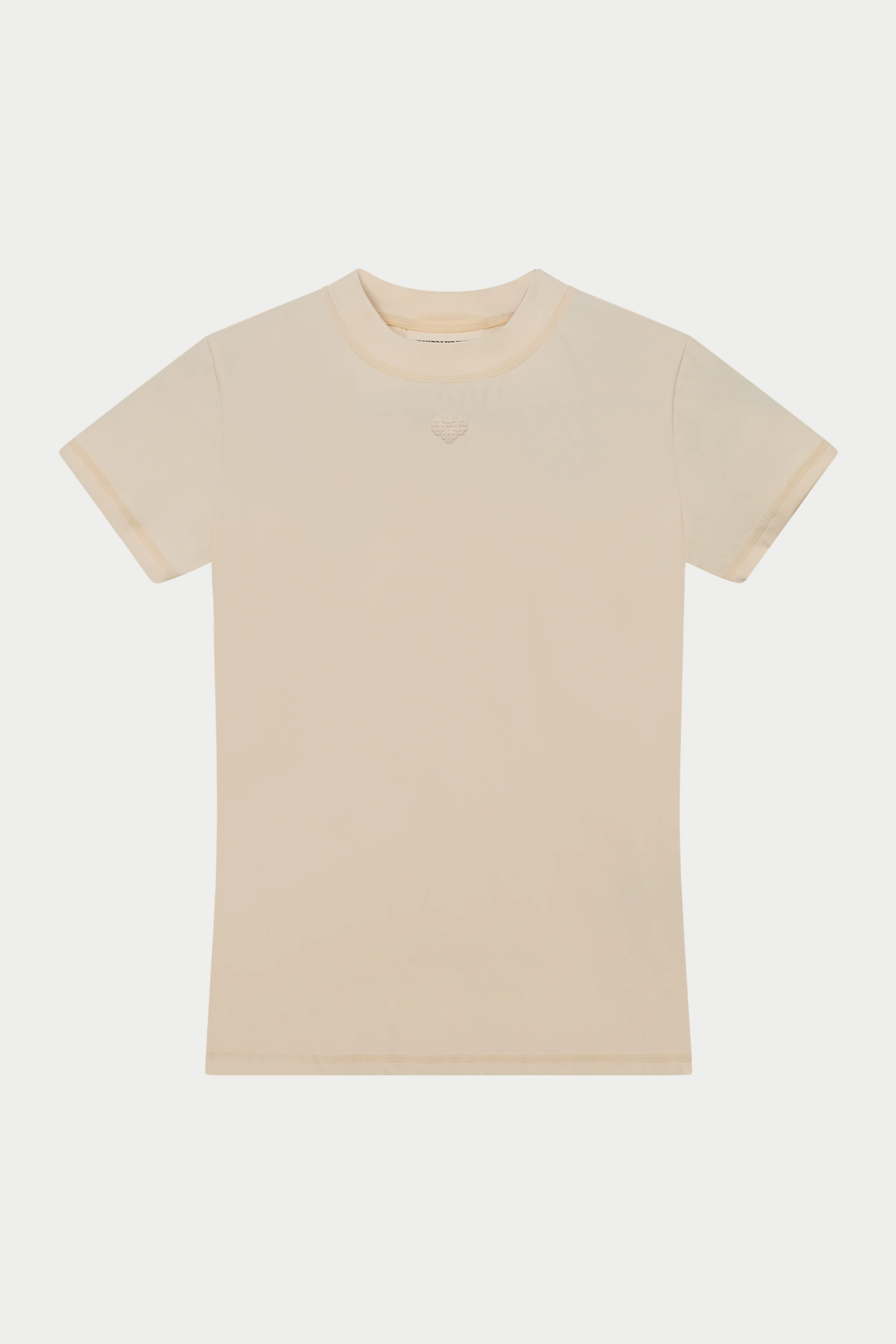SCULPTING STRETCH EMBLEM BABY TEE - BUTTERMILK