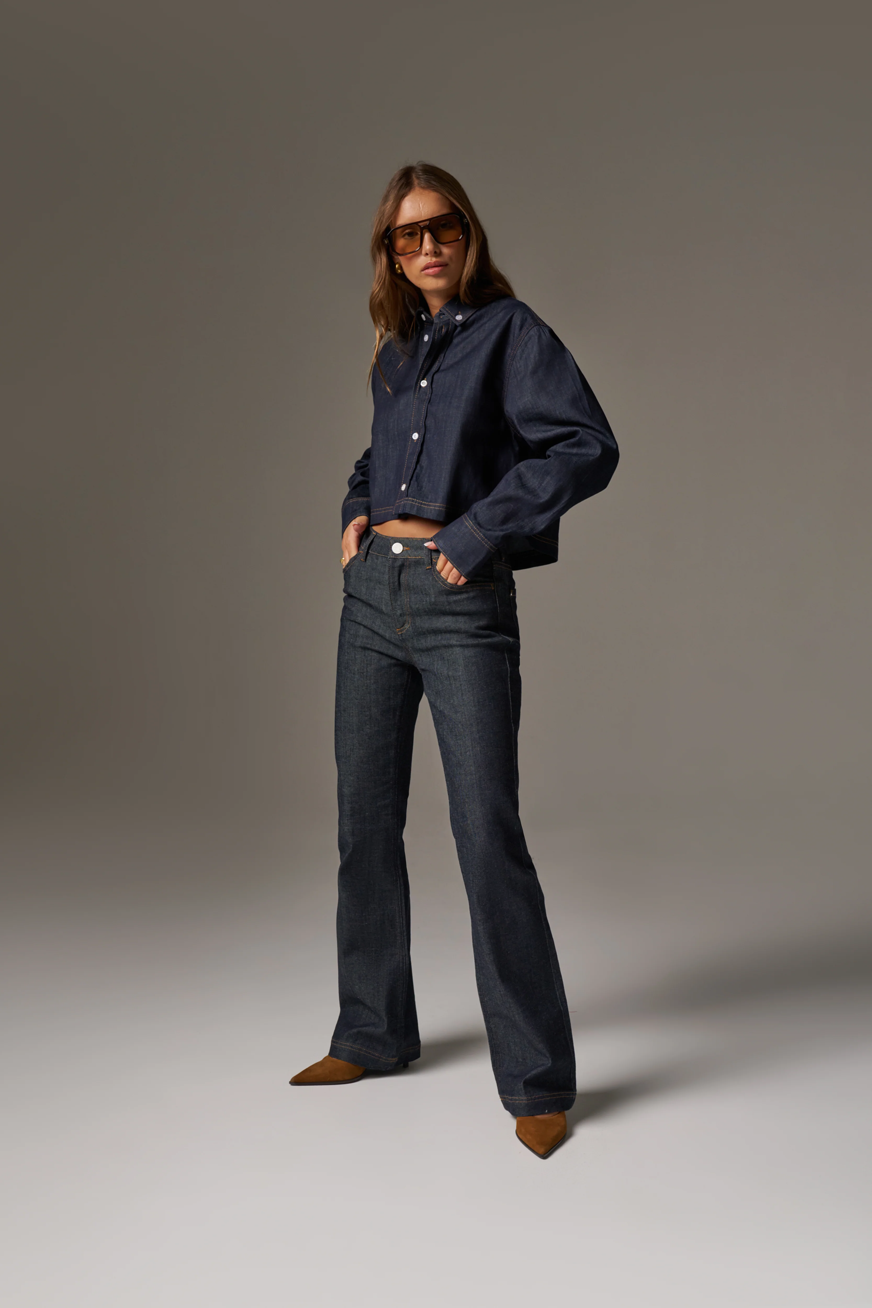 RELAXED FLARE JEANS - DARK INDIGO