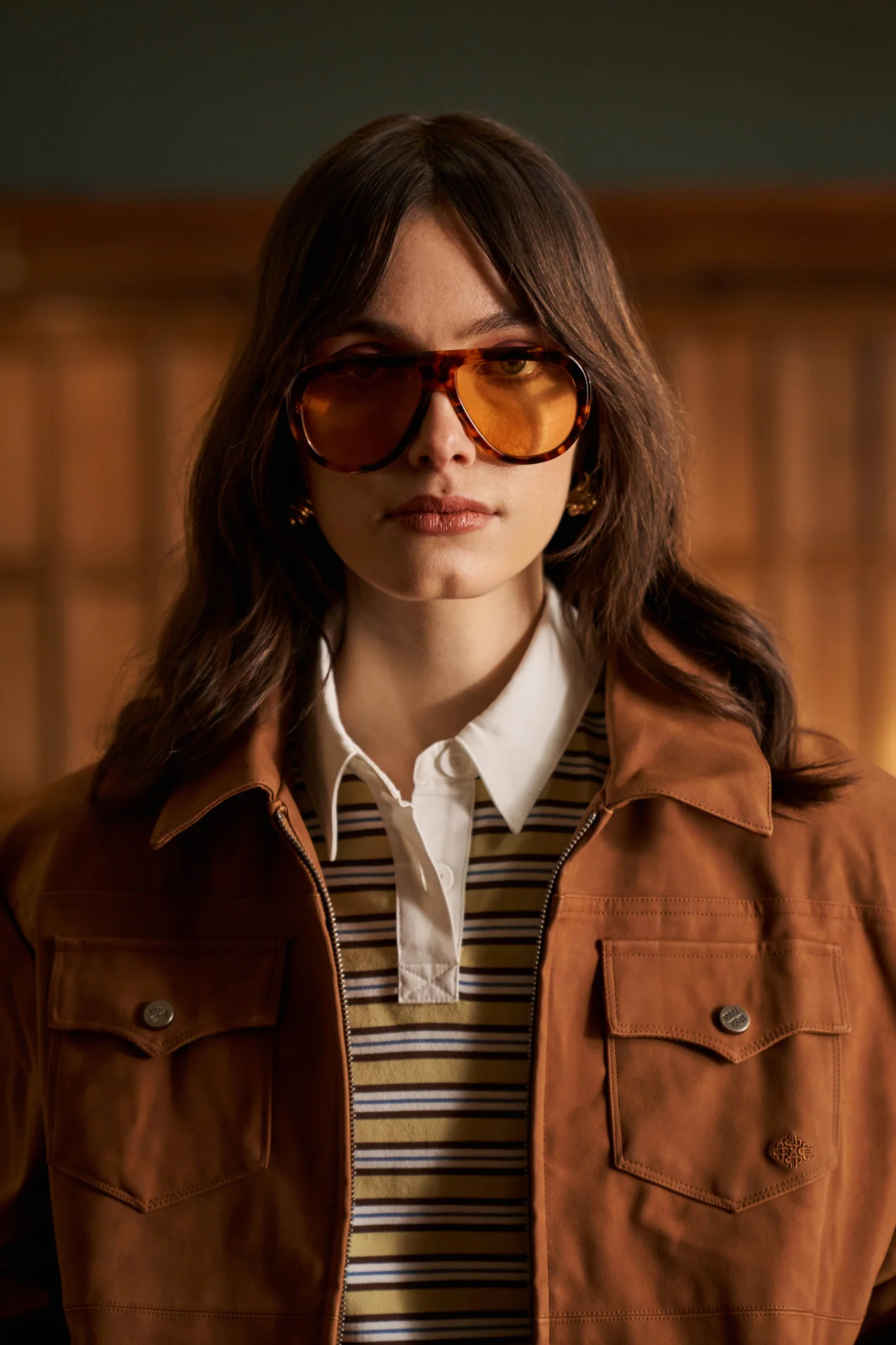 OVERSIZED FAUX SUEDE WESTERN JACKET - TAN