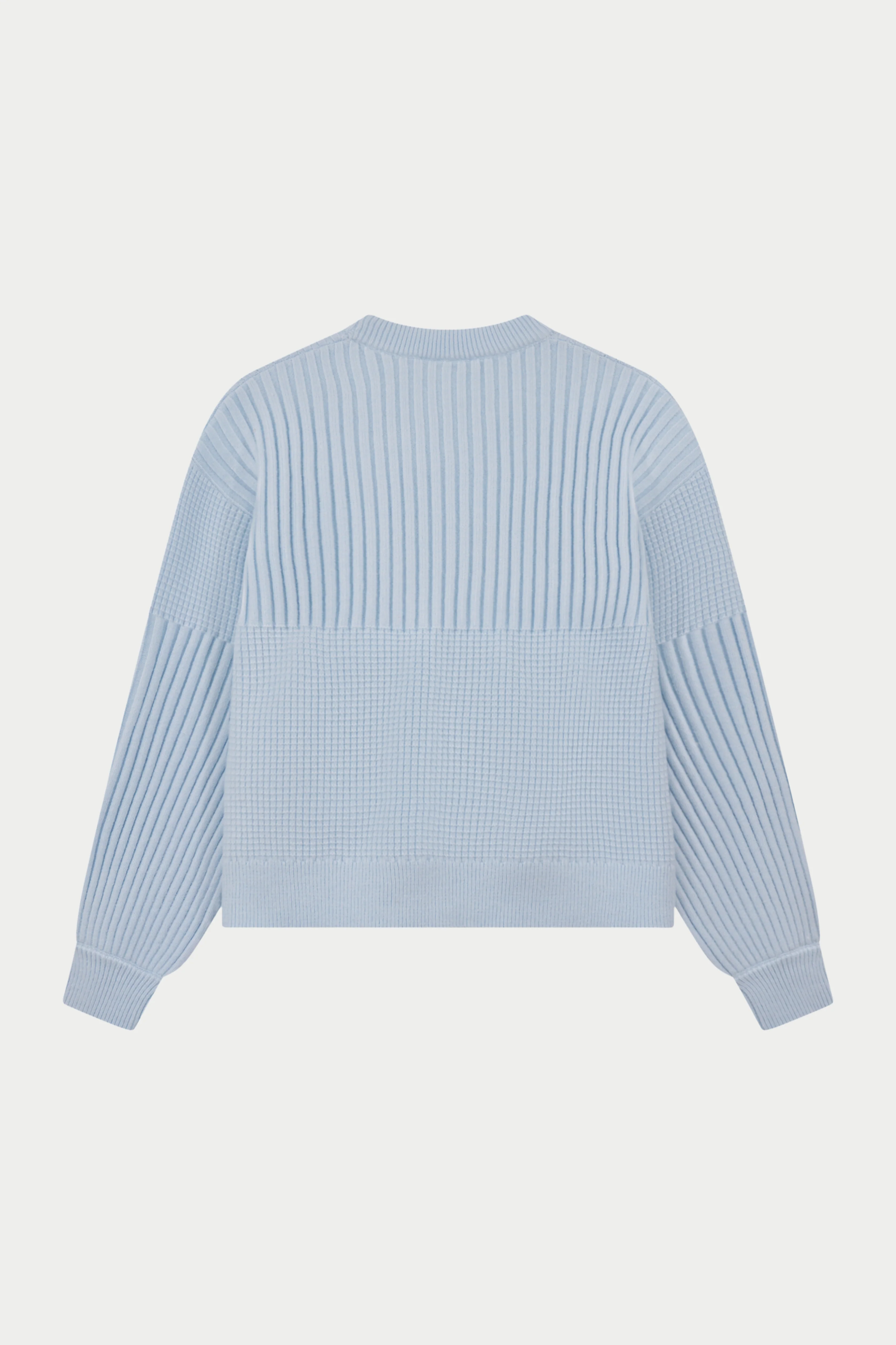 CONTRAST KNIT OVERSIZED CREW - LIGHT BLUE