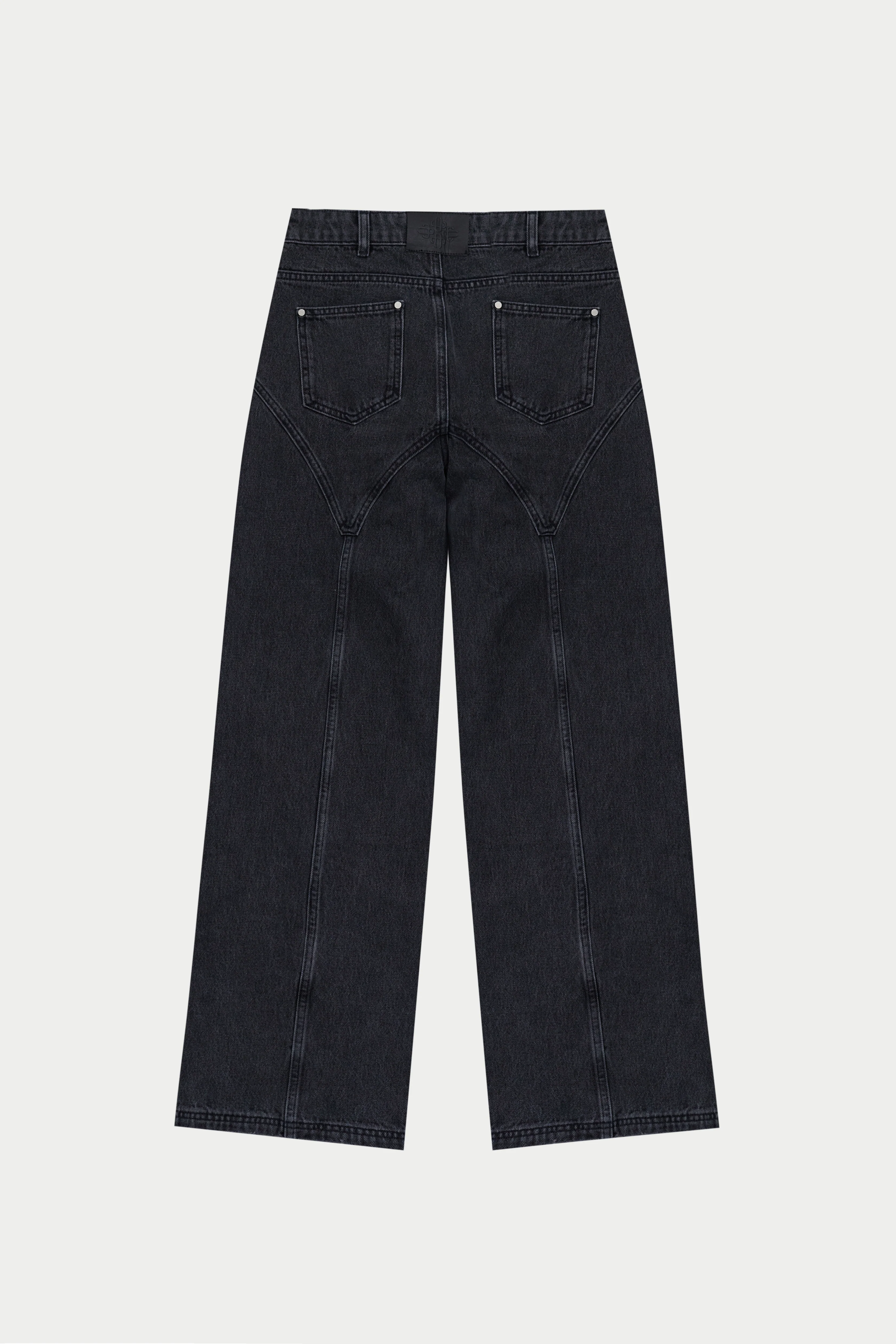 SEAM DETAIL WASHED JEANS - BLACK WASH