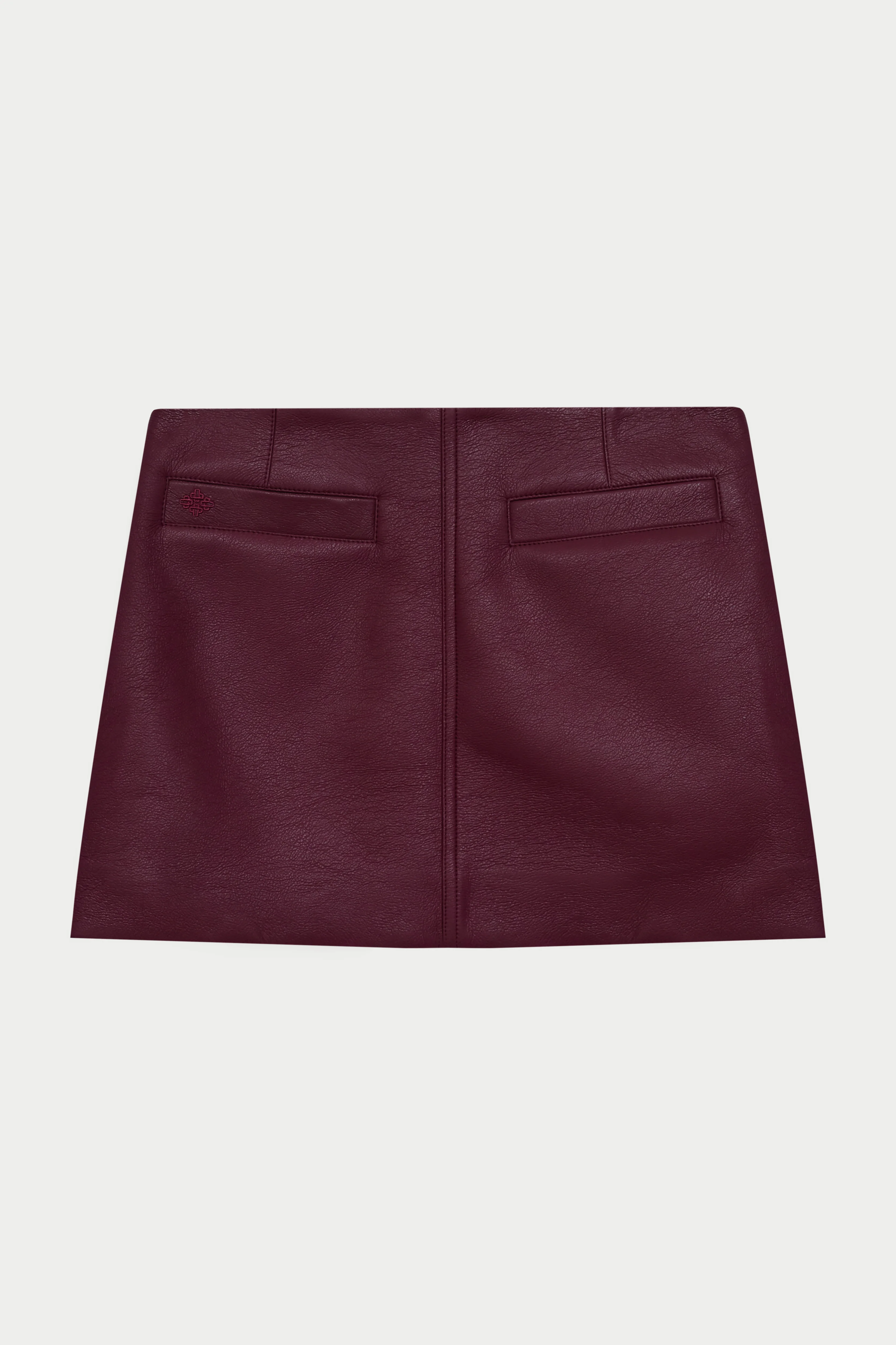 FAUX LEATHER MINI SKIRT - BURGUNDY