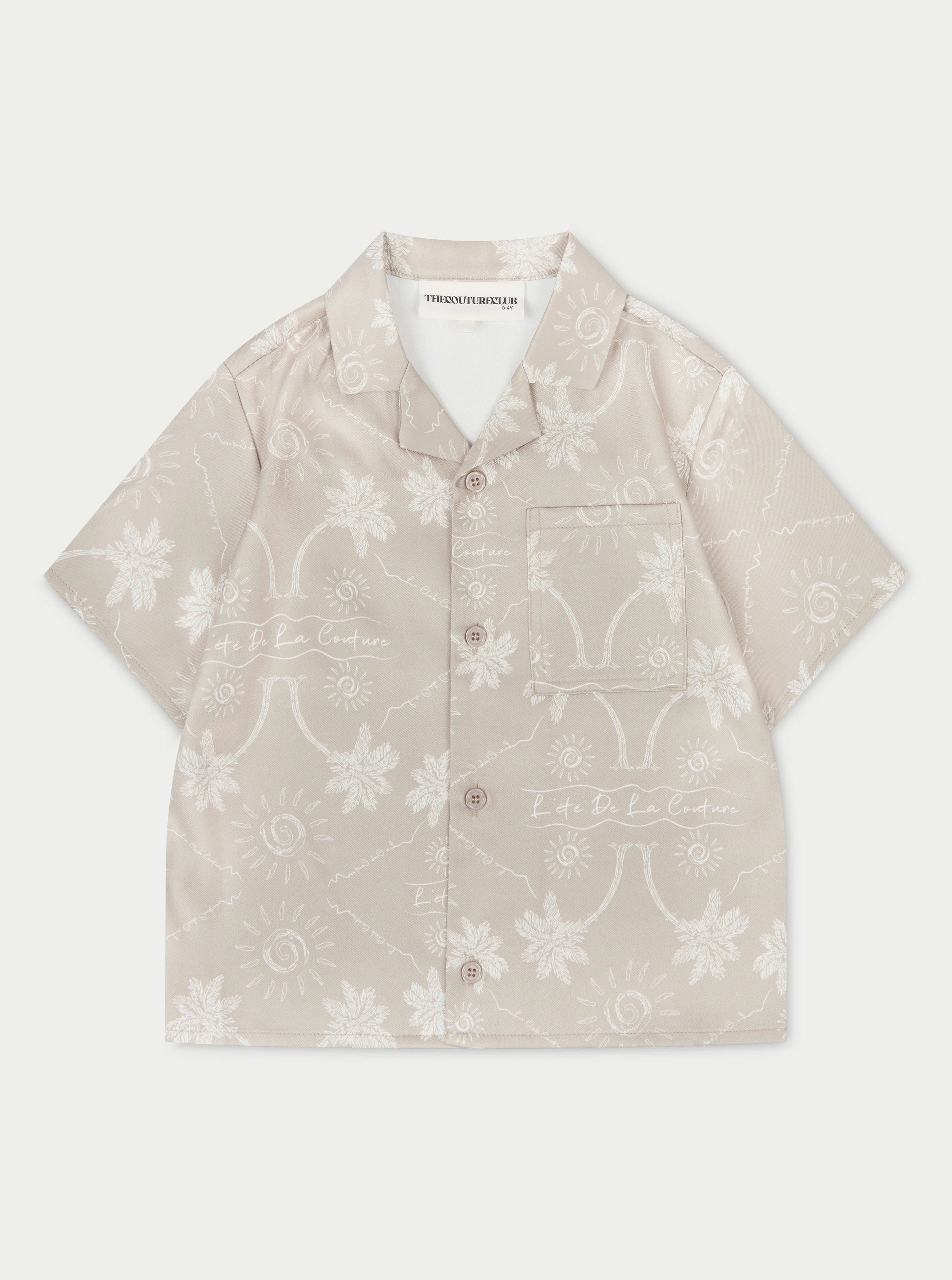 KIDS PALM PRINT SHIRT - BEIGE