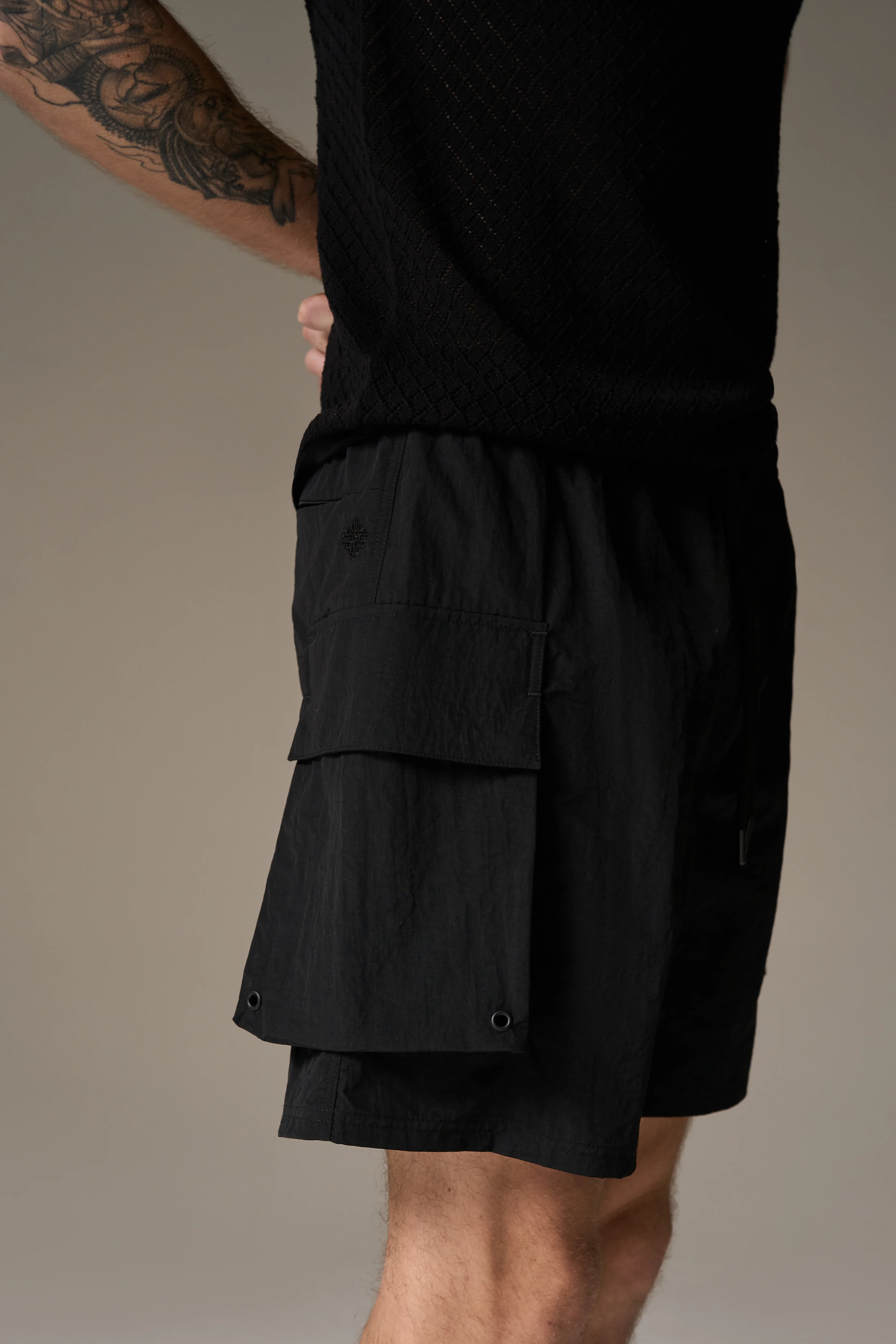 CARGO POCKET SWIM SHORTS - BLACK