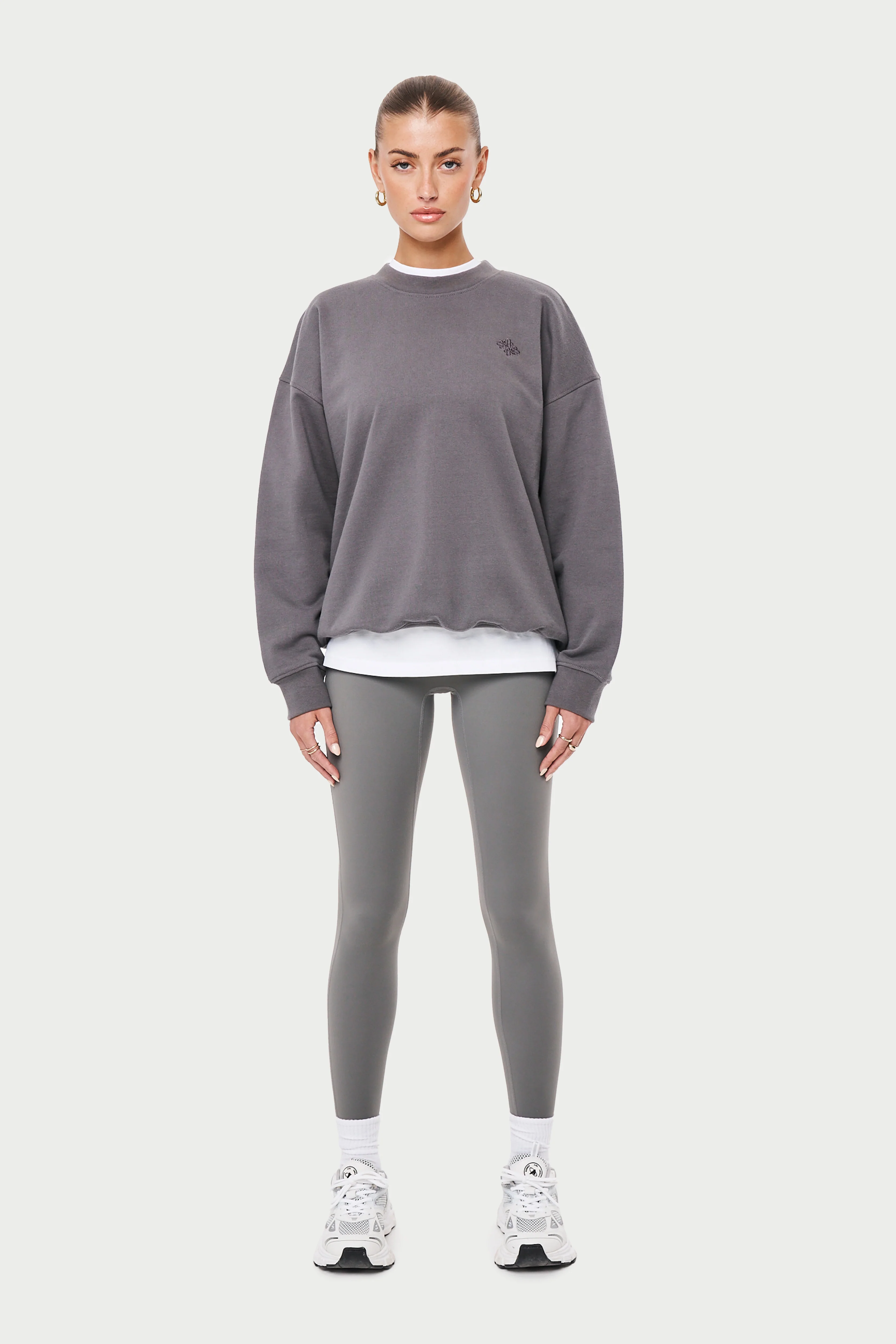 EMBLEM OVERSIZED SWEATSHIRT - CHARCOAL