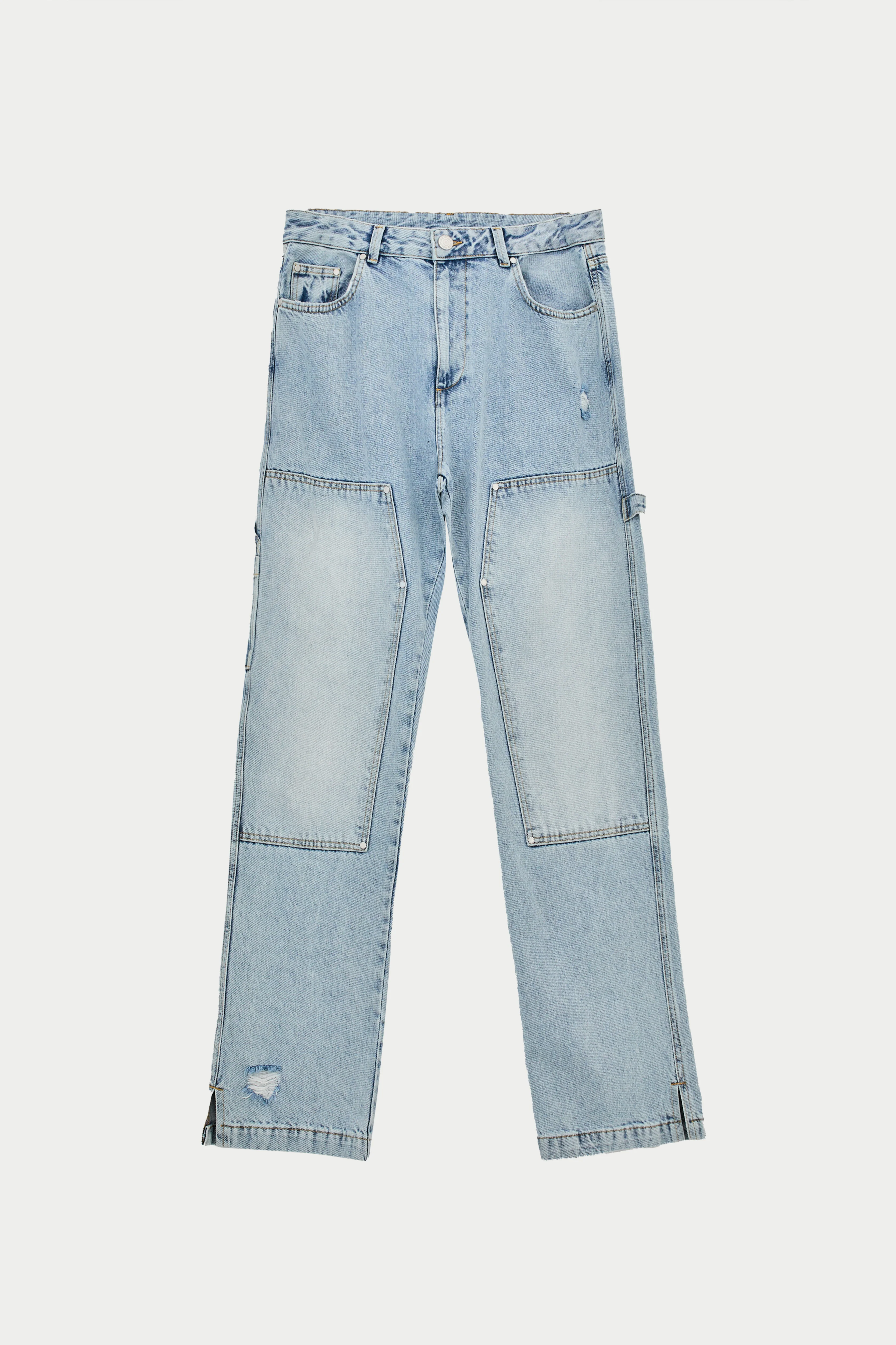 DENIM RIVET DETAIL CARPENTER JEANS - BLUE WASH