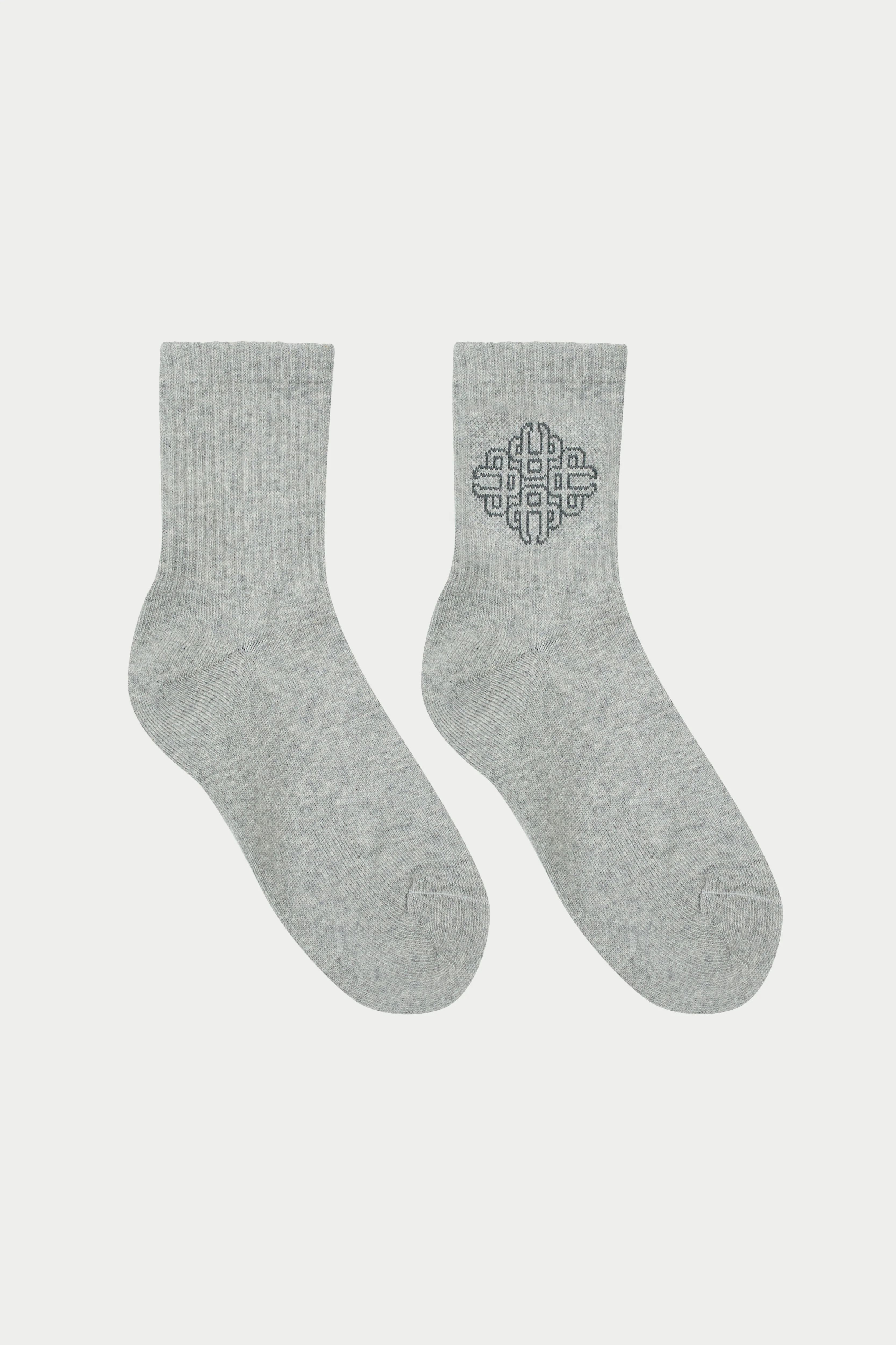 EMBLEM OUTLINE SOCKS - GREY MARL