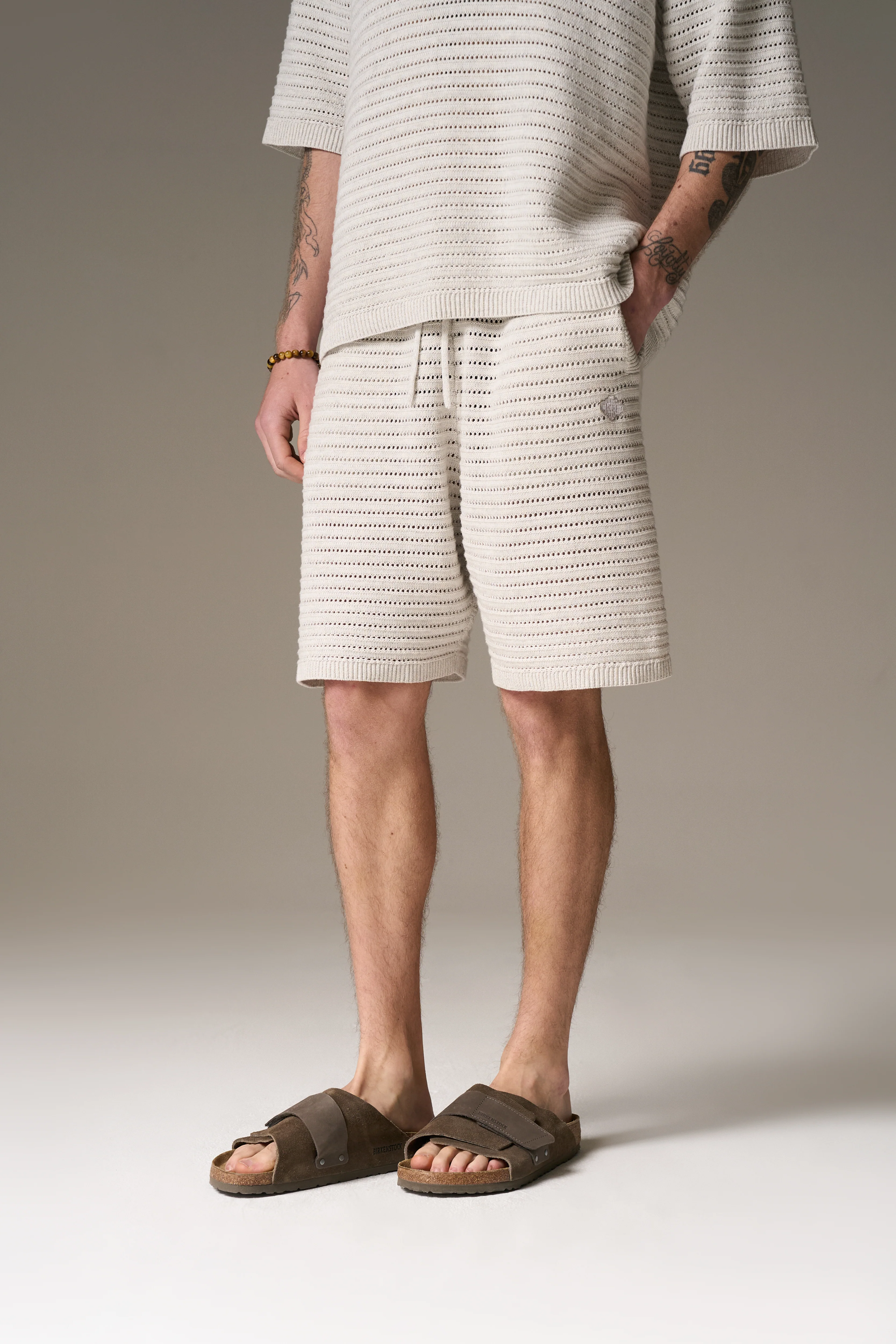 KNITTED SHORTS - LIGHT GREY