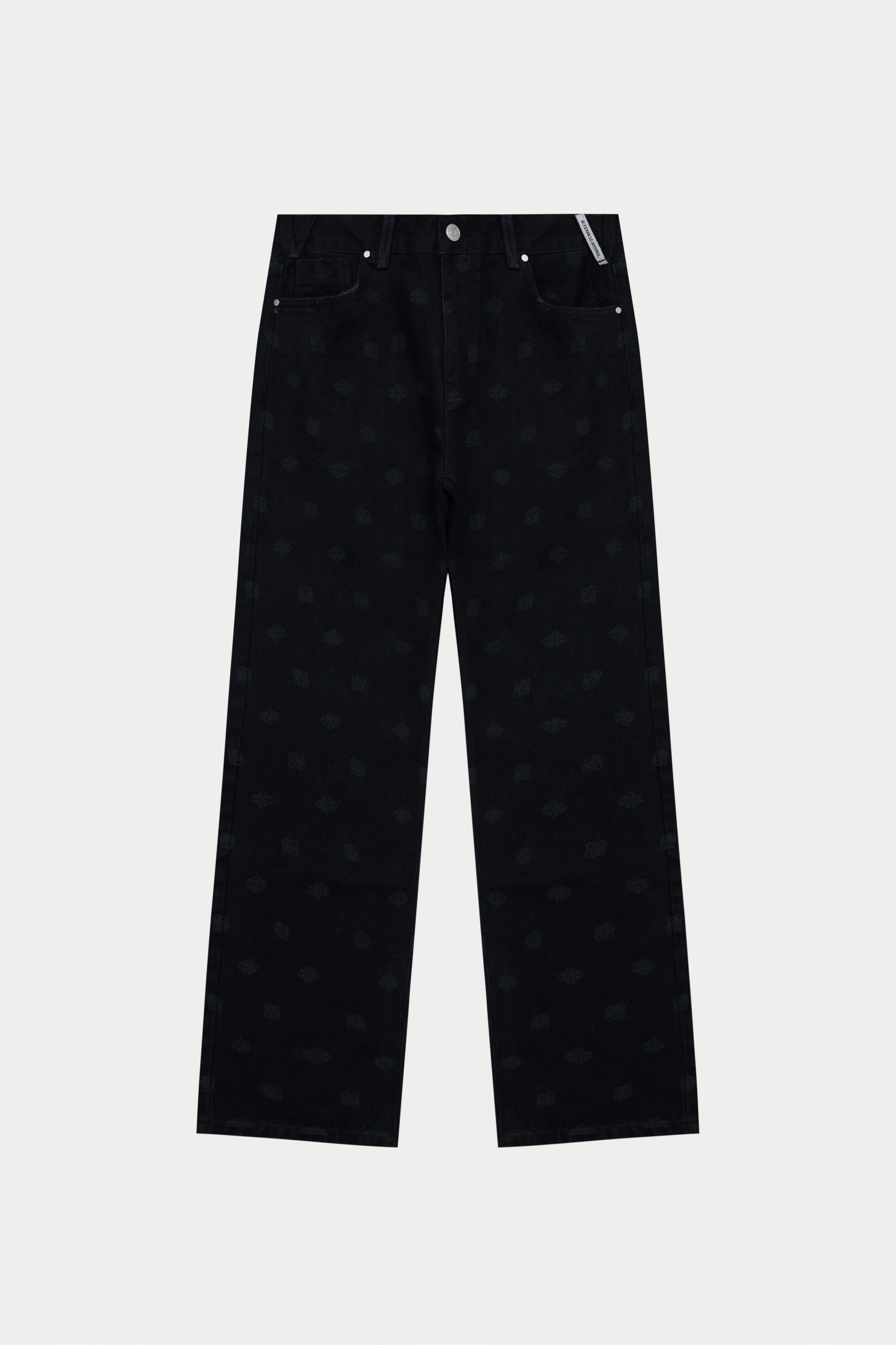 LASER PRINT EMBLEM JEANS - BLACK WASH