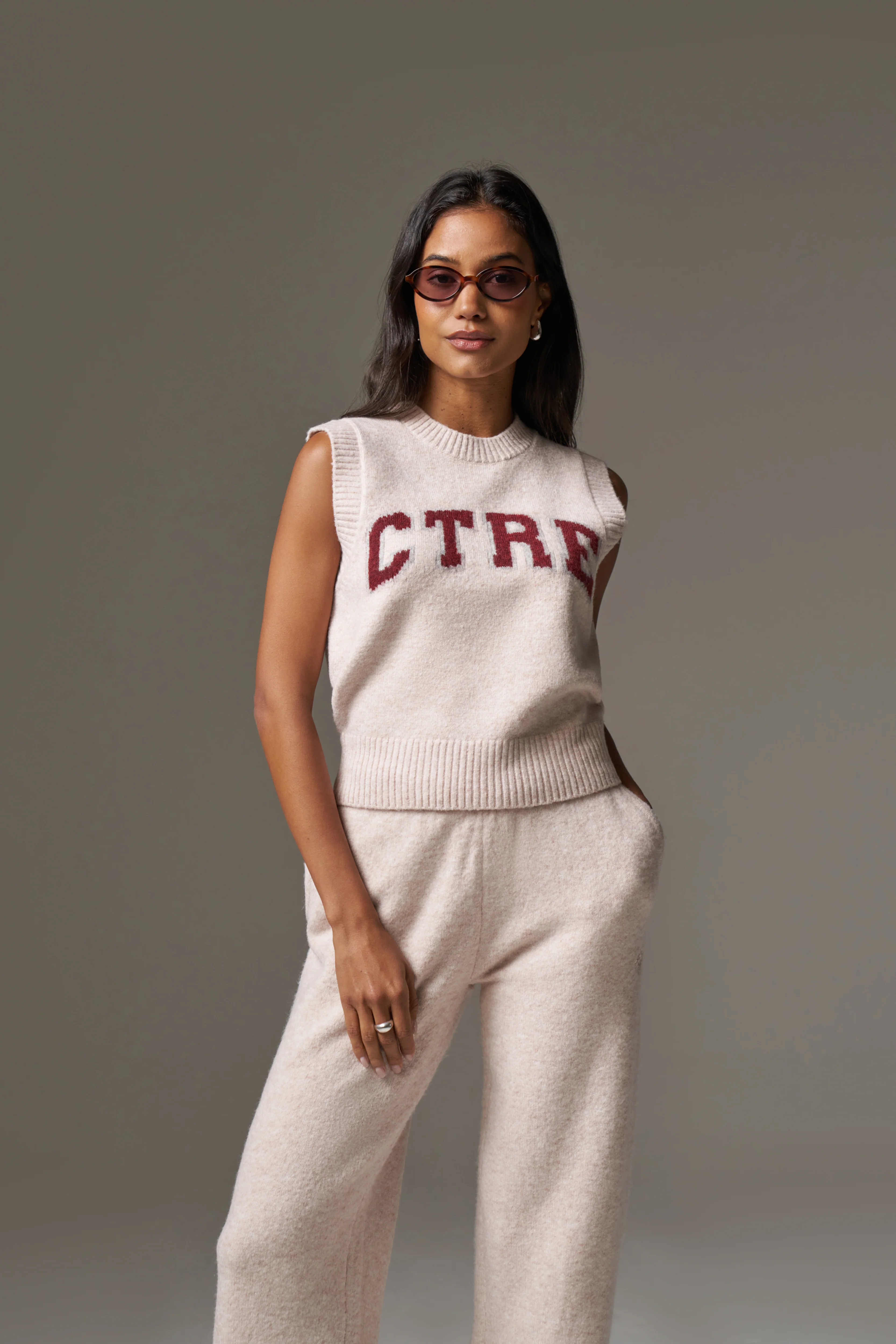 CTRE KNITTED VEST - PINK