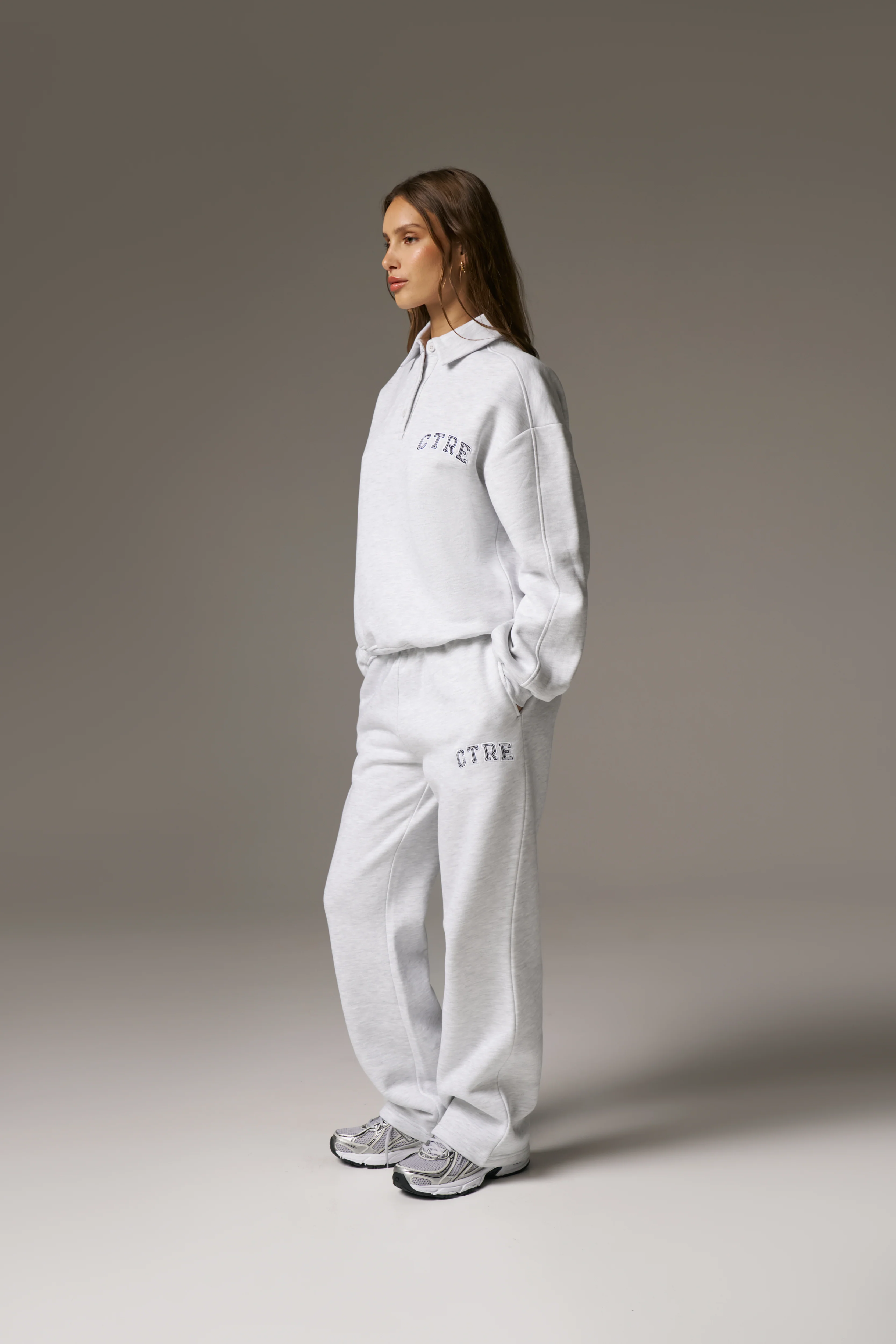 CTRE BUTTON THROUGH POLO - GREY MARL