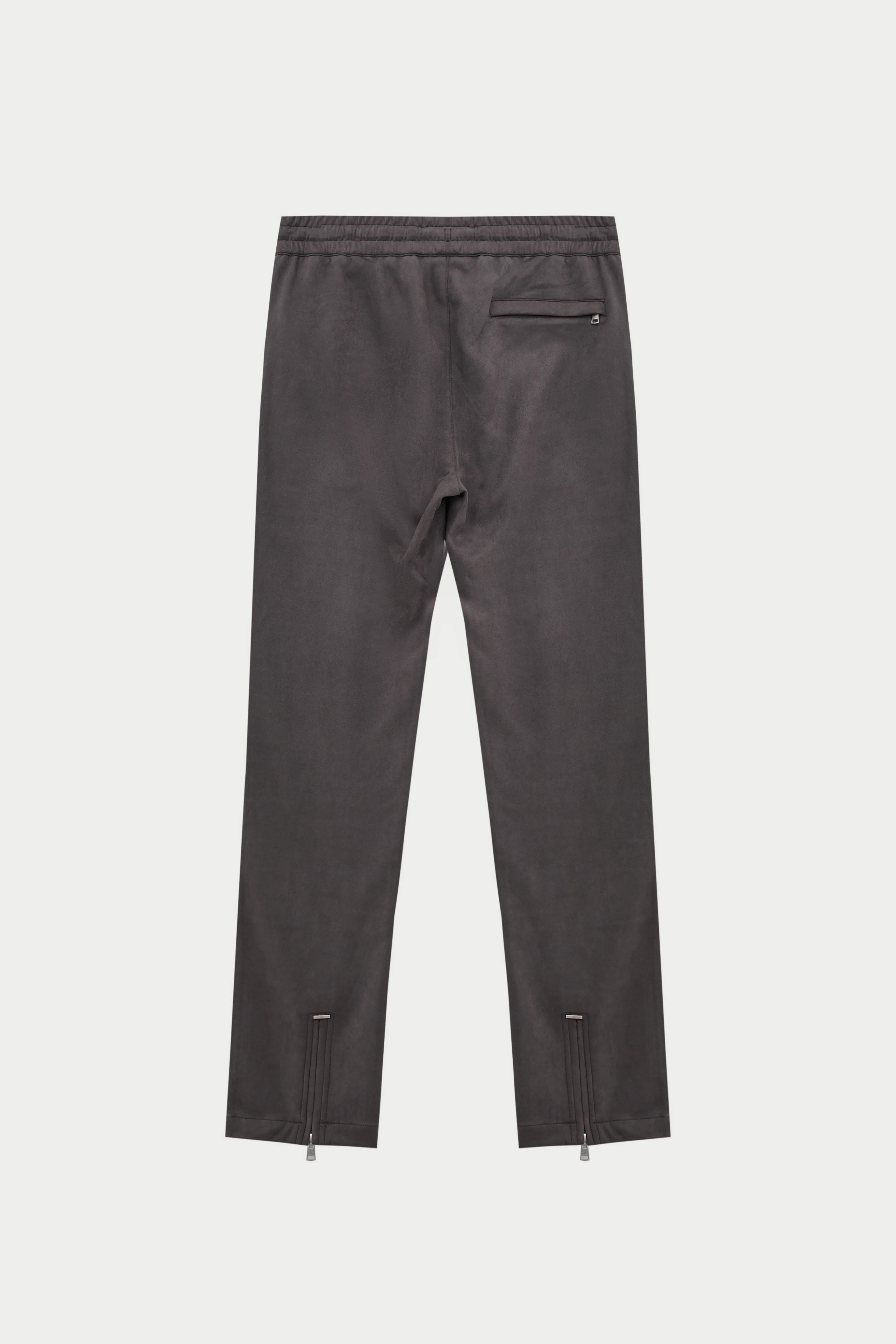 FAUX SUEDE STRAIGHT LEG PANTS - CHARCOAL
