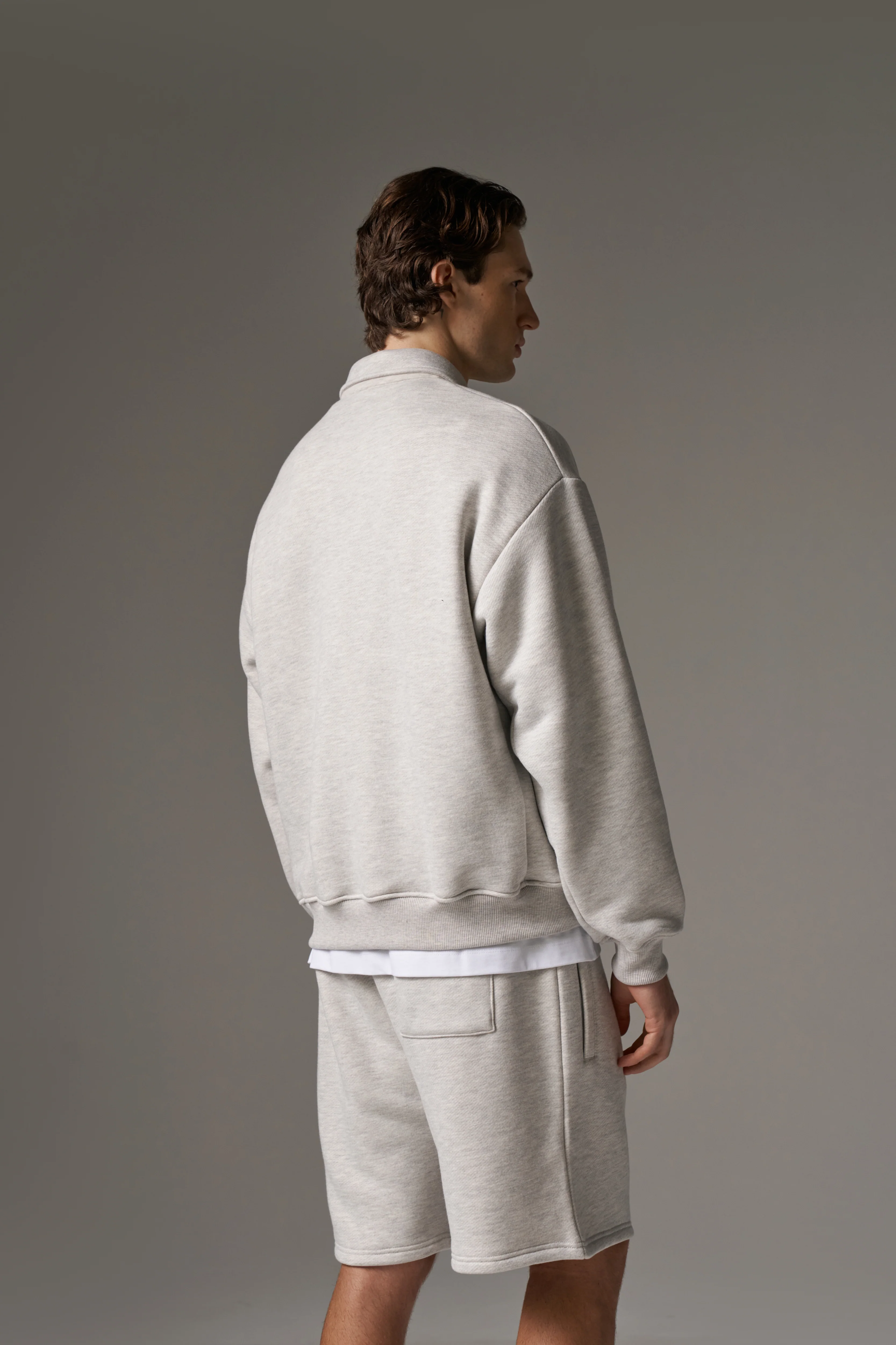 HEAVYWEIGHT MONOGRAM EMBLEM POLO - GREY MARL