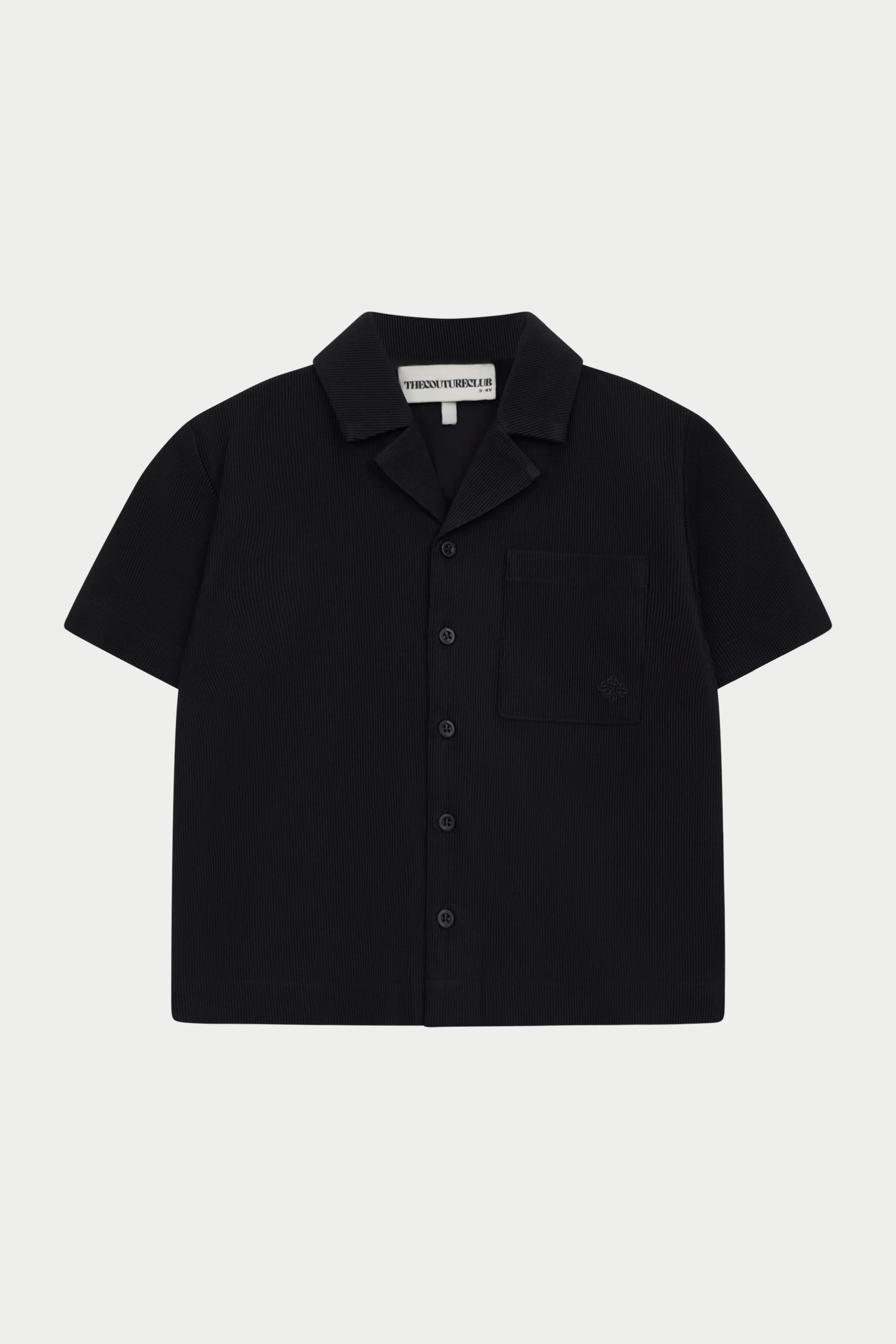 JUNIOR RIB BUTTON THROUGH SHIRT - BLACK