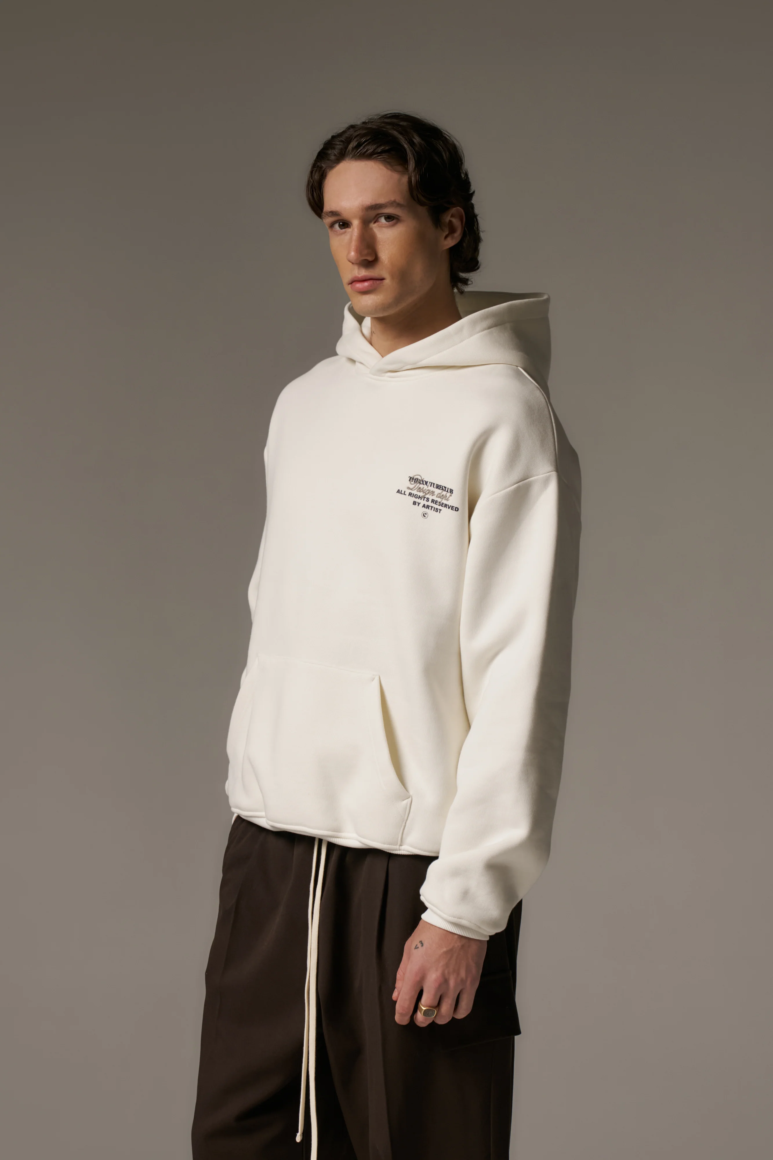 DESIGN DEPARTMENT CHEST PRINT HOODIE - OFF WHITE