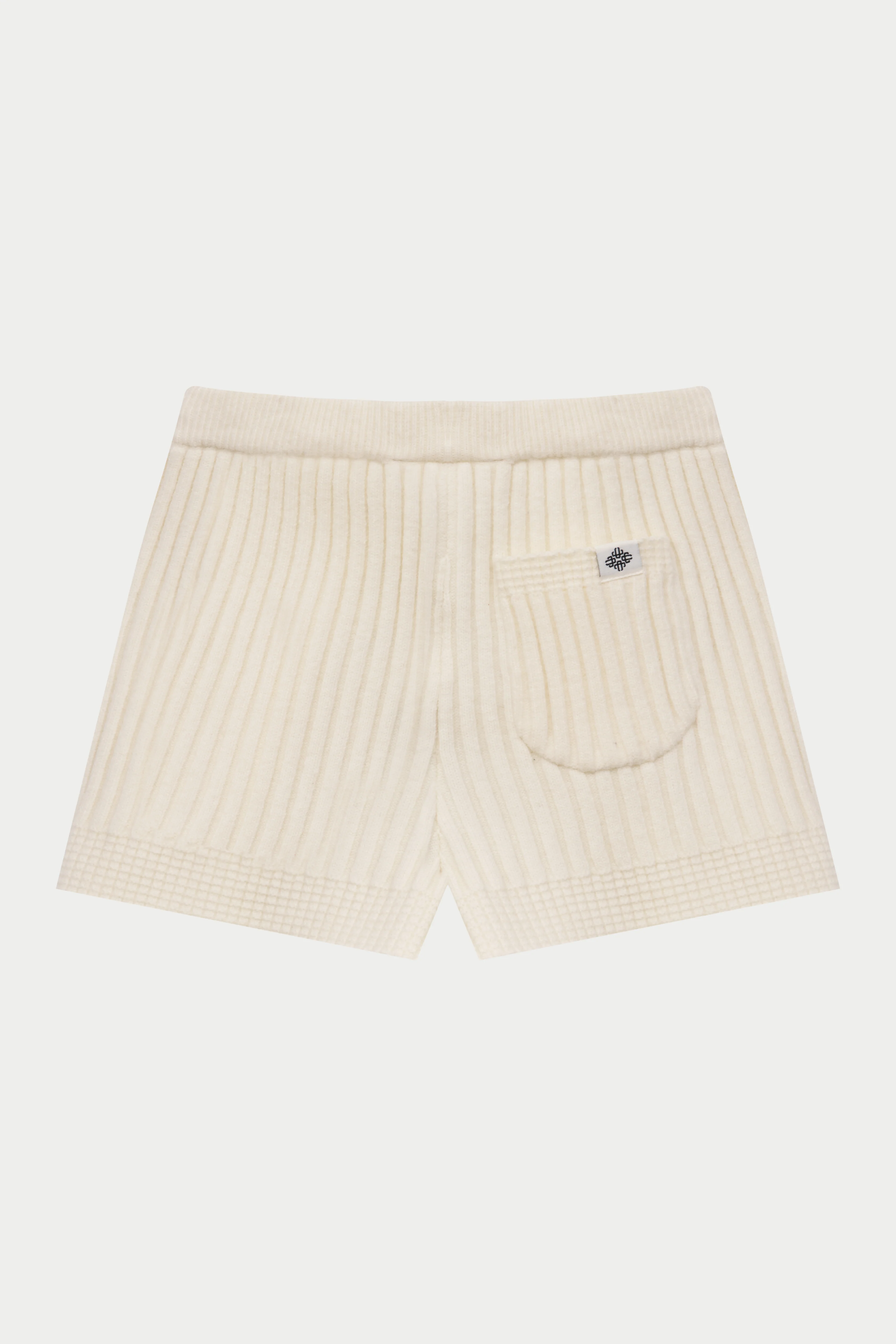CONTRAST KNIT MINI SHORTS - ECRU