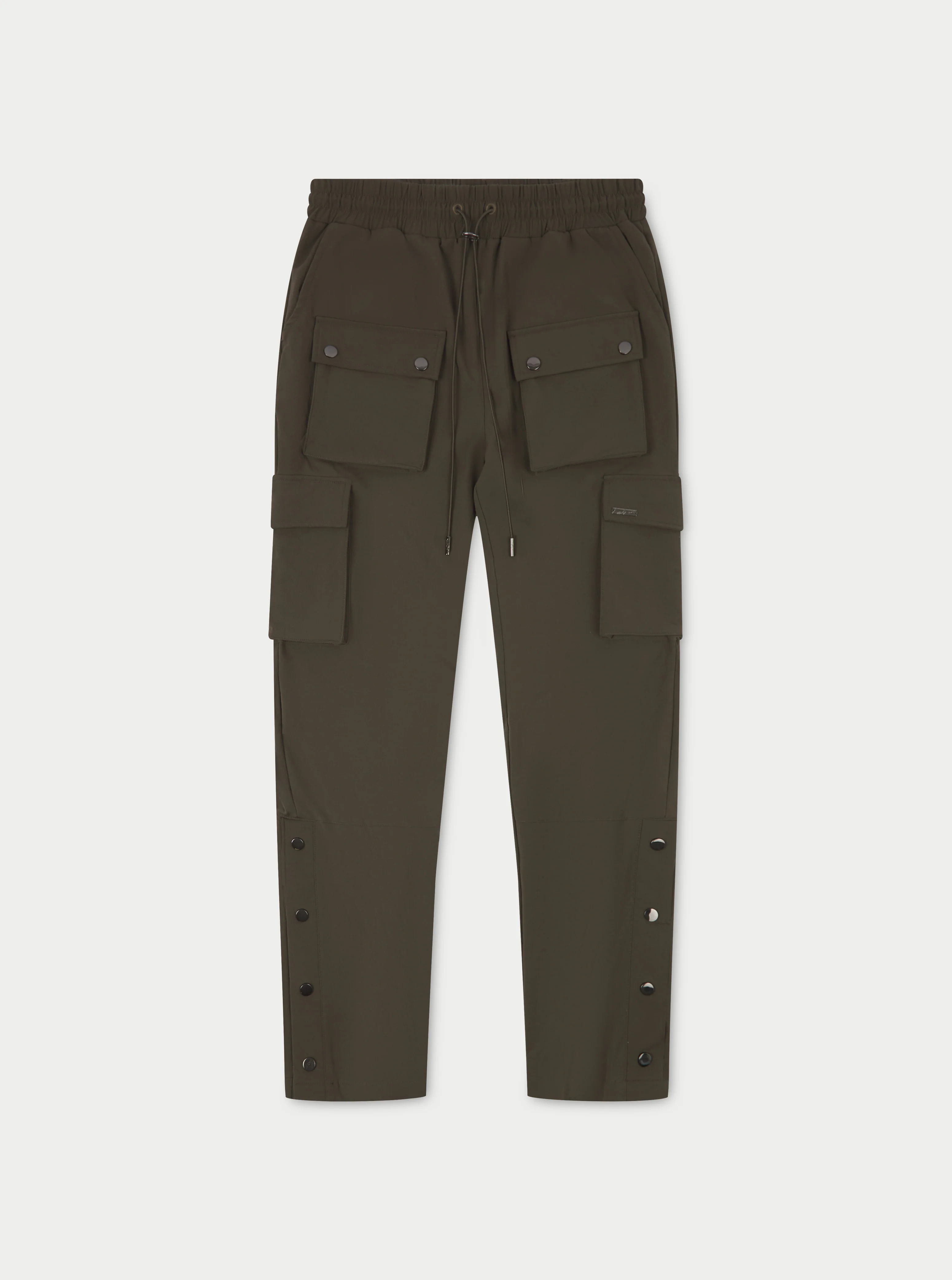 TECHNICAL STRETCH POPPER DETAIL CARGO PANTS - MOCHA